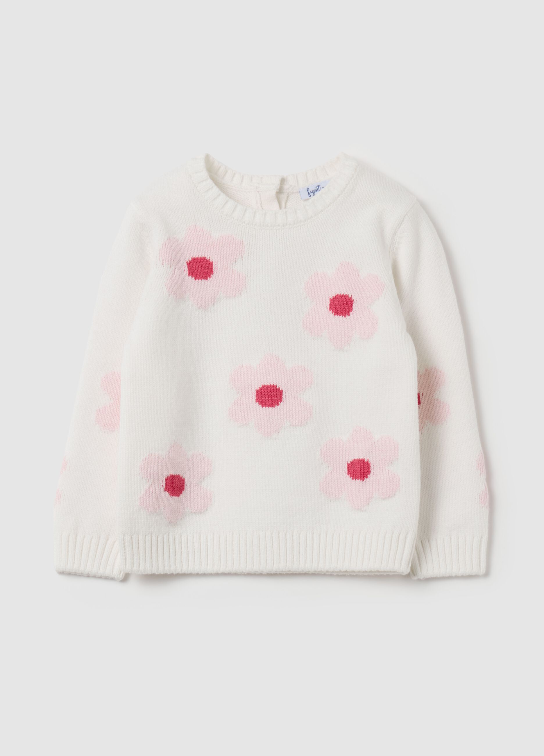 Pullover con disegno fiori jacquard