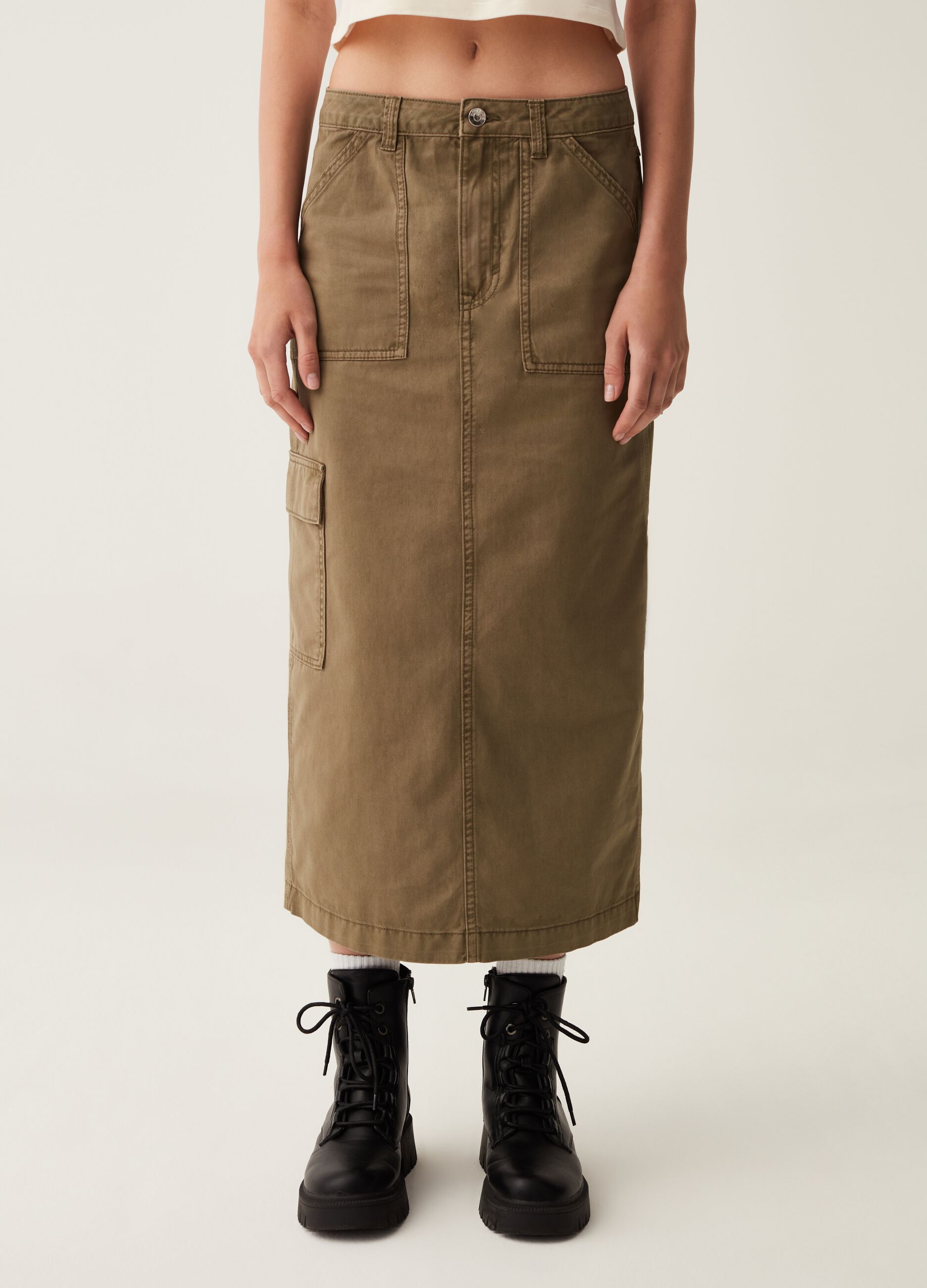 Midi cargo skirt in cotton