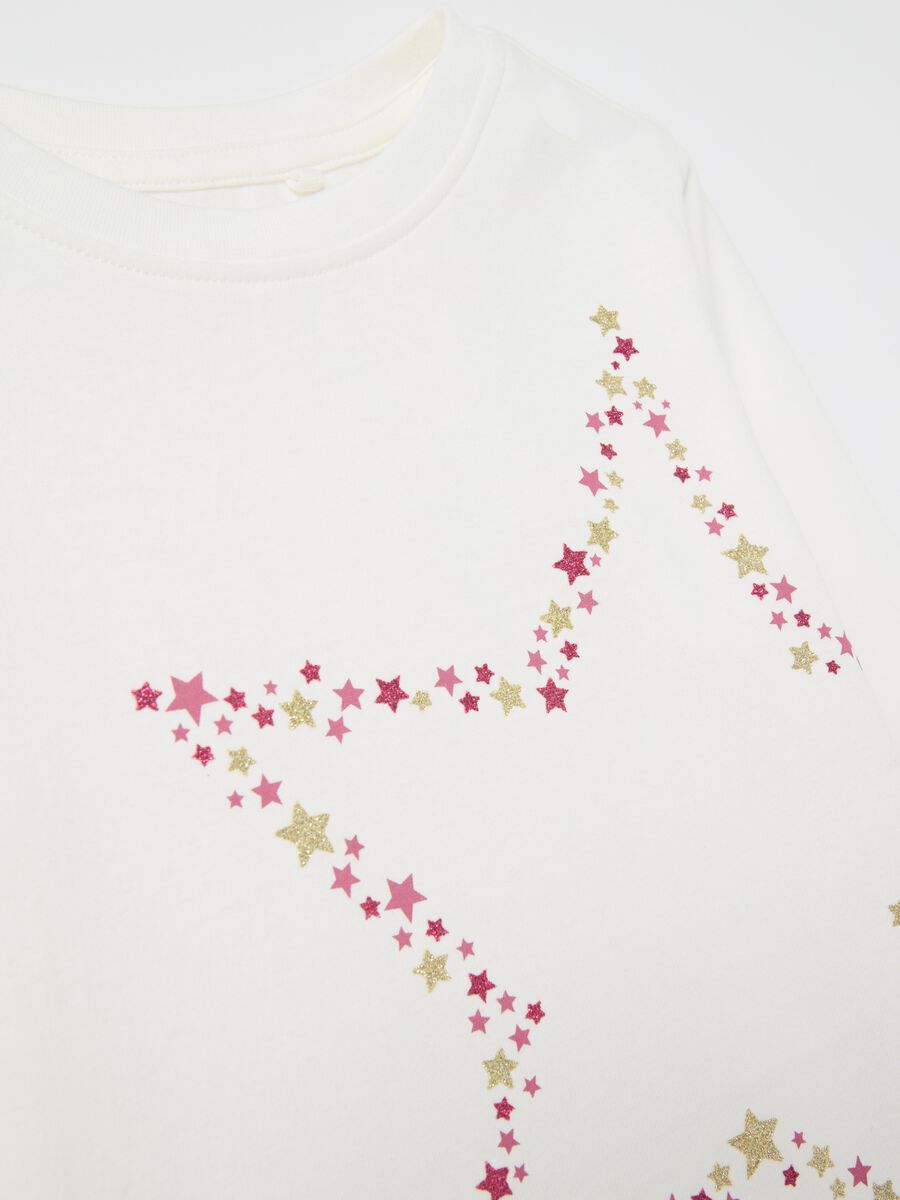 T-shirt with glitter print and long sleeves_2