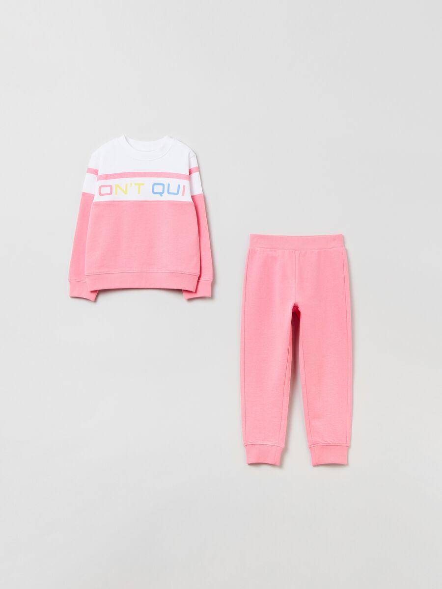 Cotton jogging set with lettering print_0