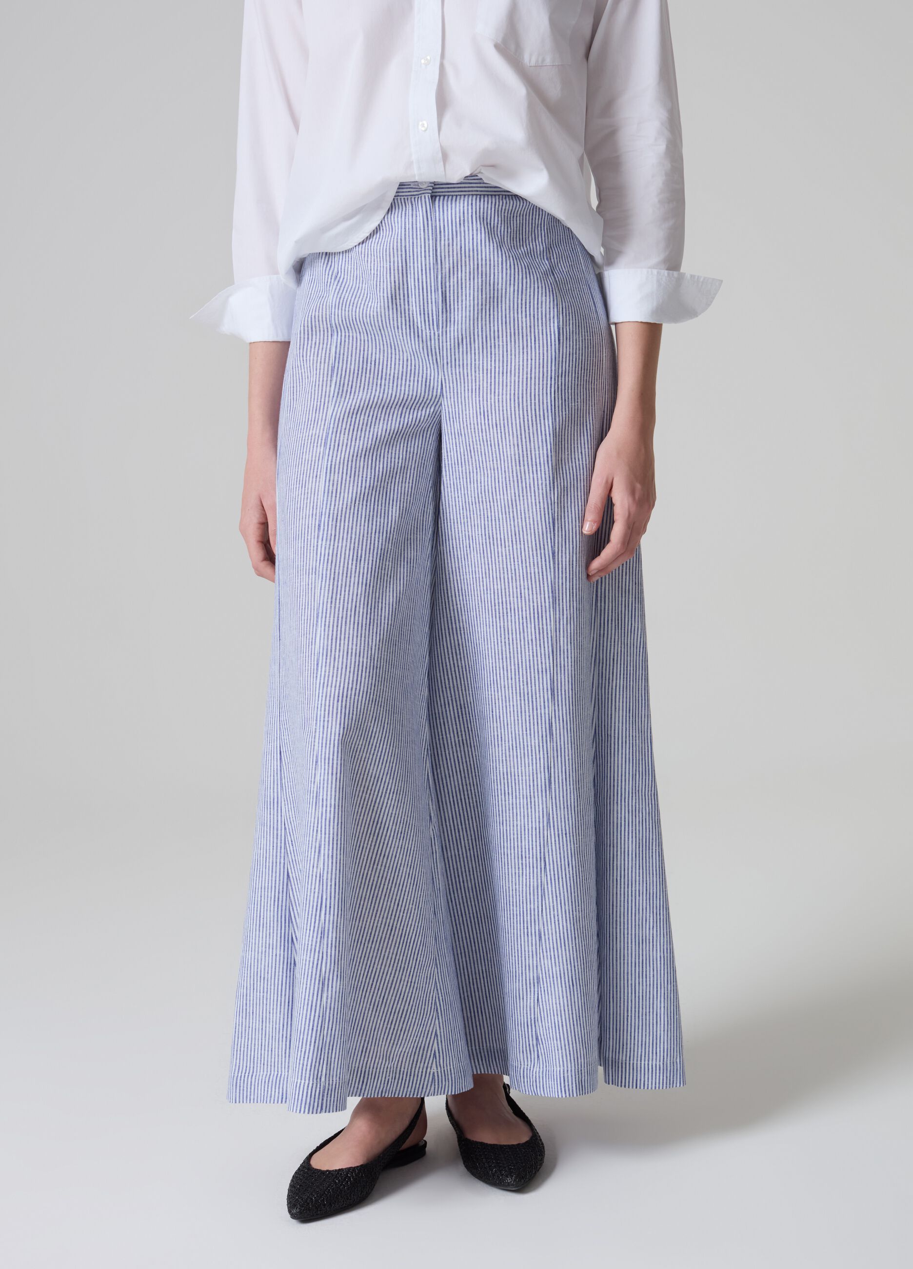 Flare-fit wide-leg trousers