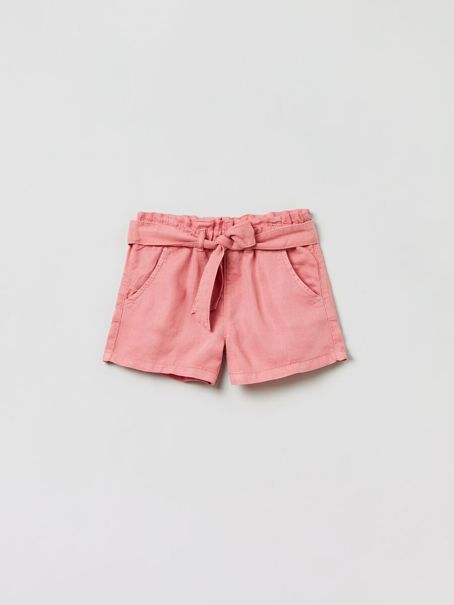 Shorts in Lyocell con cintura_0