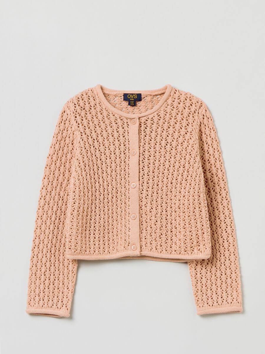 Cardigan in cotton with openwork weave_0
