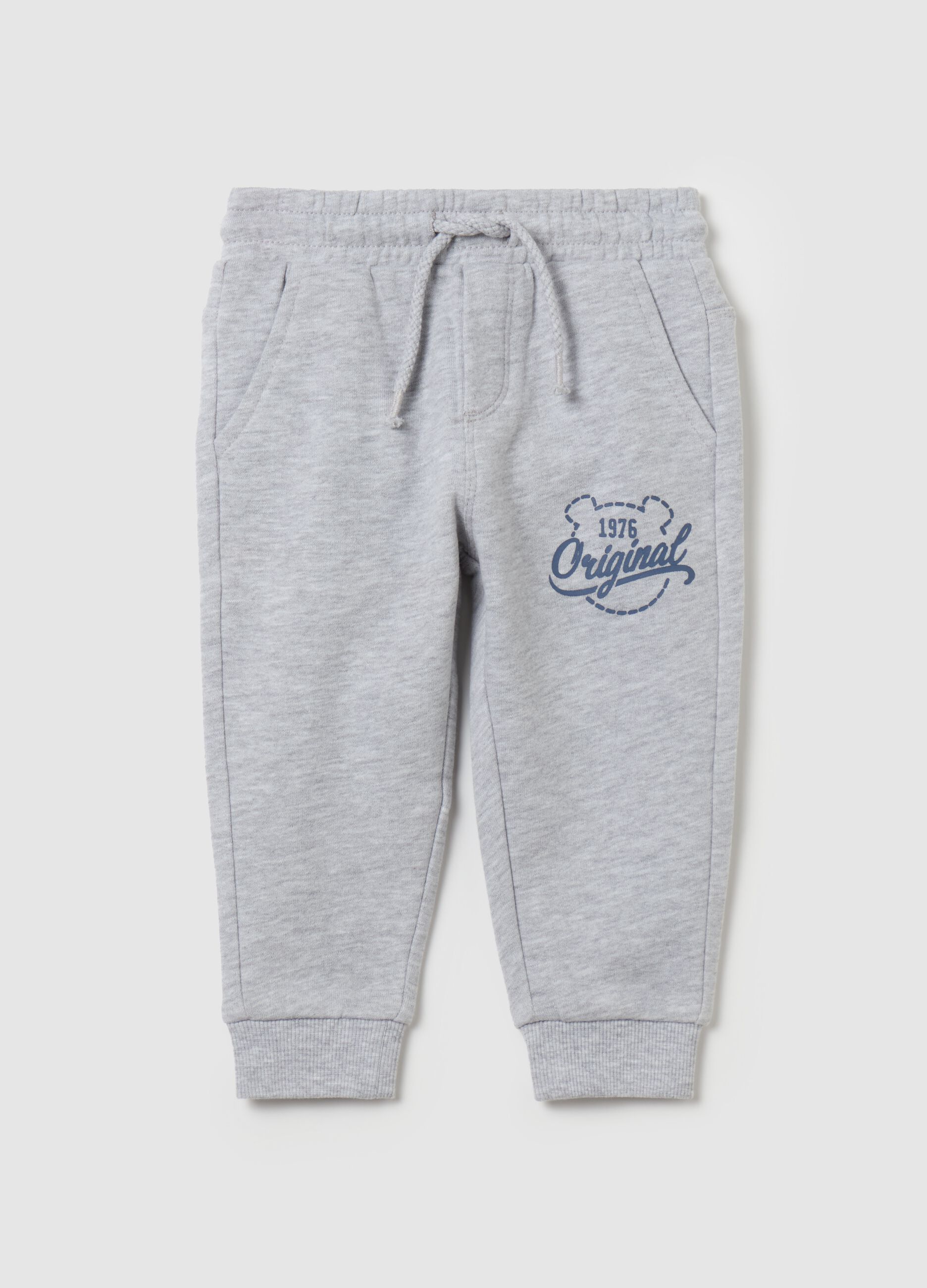 Fleece joggers with drawstring and print