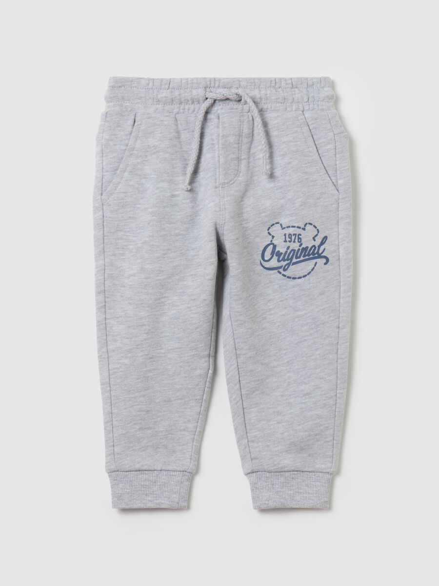 Fleece joggers with drawstring and print_0