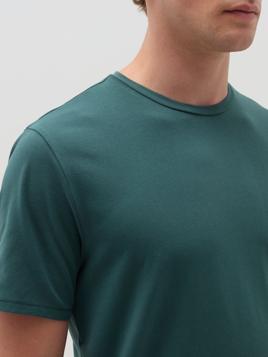Stretch cotton T-shirt with crew-neck_3