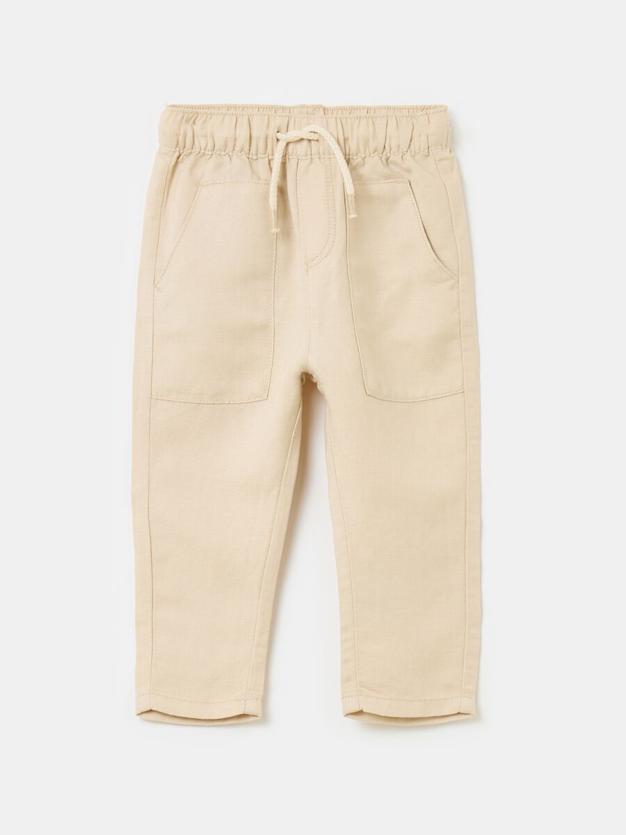 Dunnes Boys Beige Cotton Capri Trousers Size 6-9 Months Button