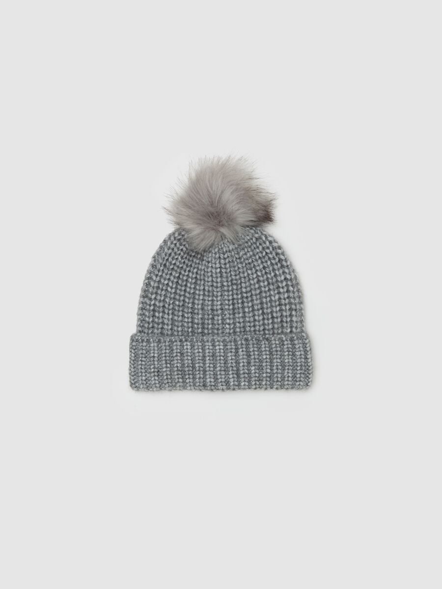 Hat in lurex with pompom_0