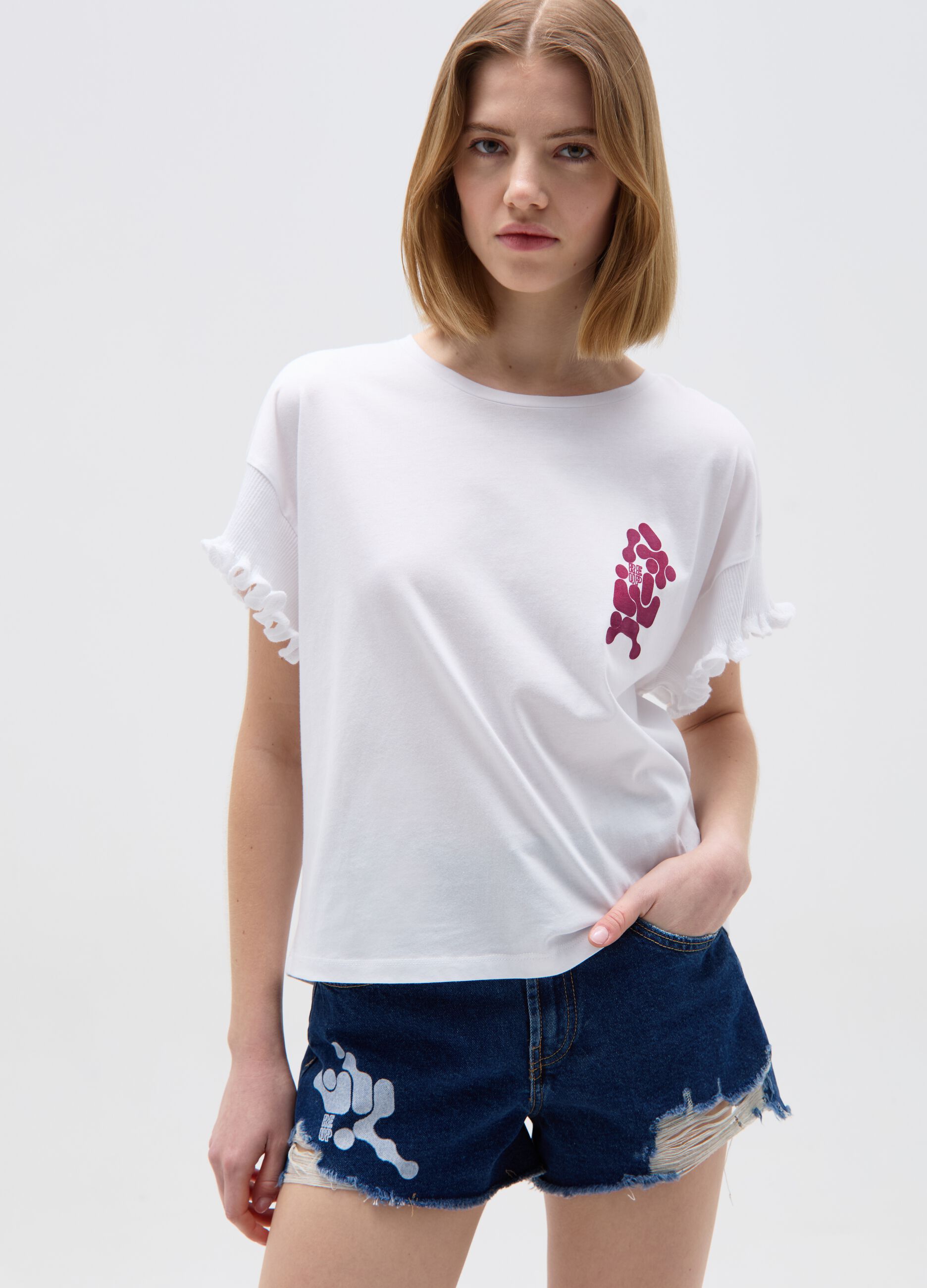 RE-UP T-shirt with frills