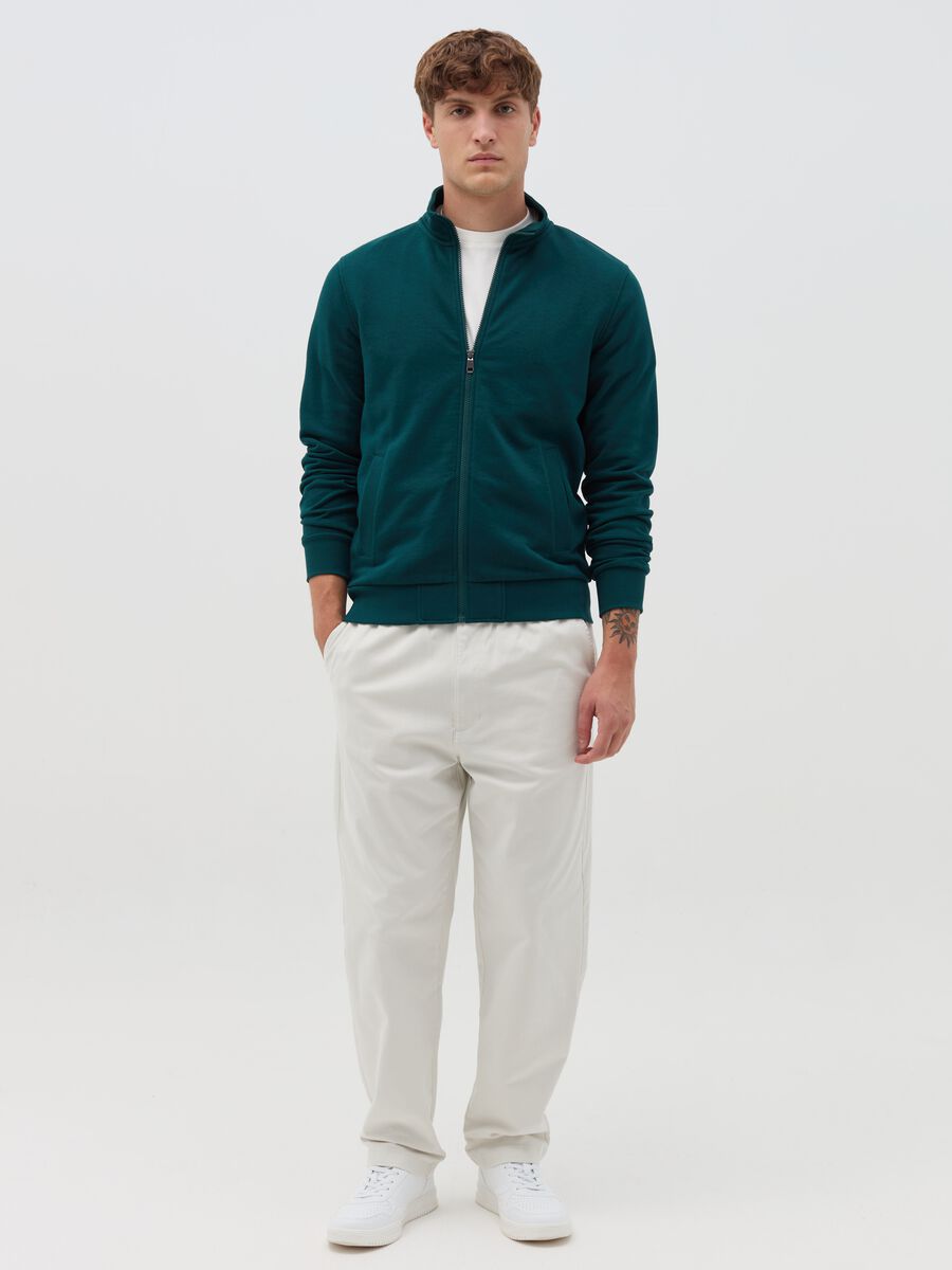 Full-zip sweatshirt in French terry with high neck_0