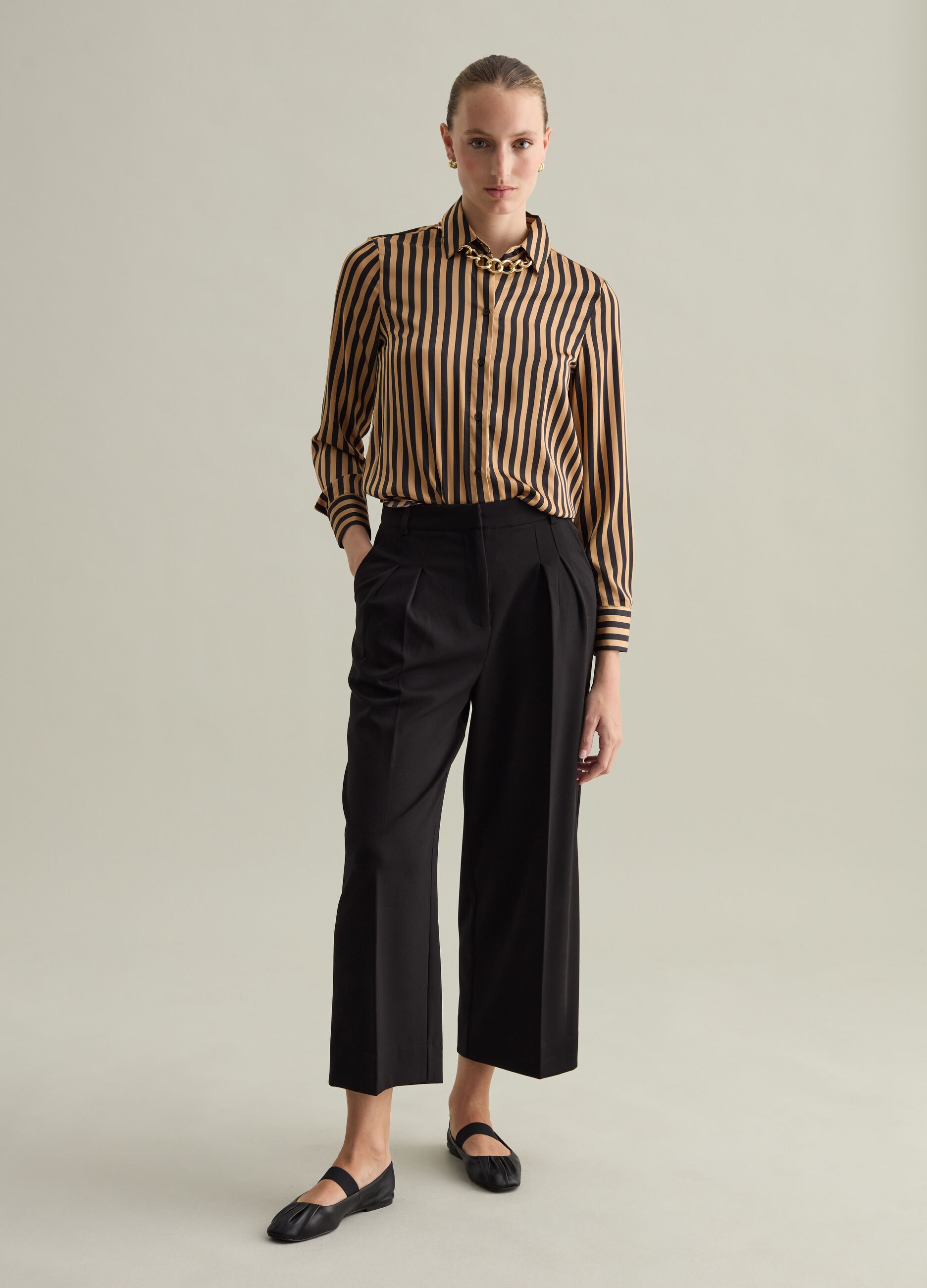 Contemporary striped shirt in satin