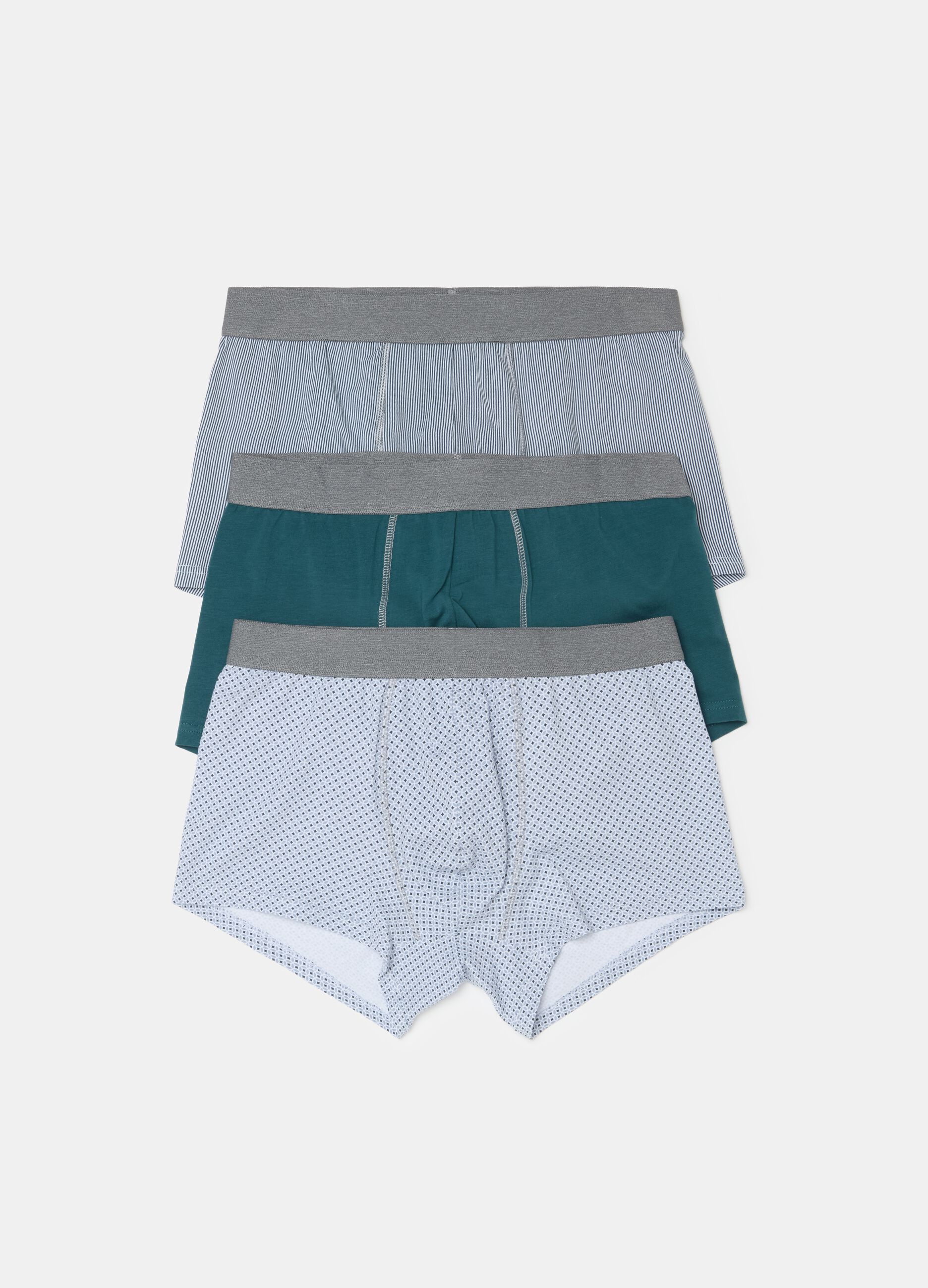 Three-pack boxer shorts with pattern in stretch organic cotton