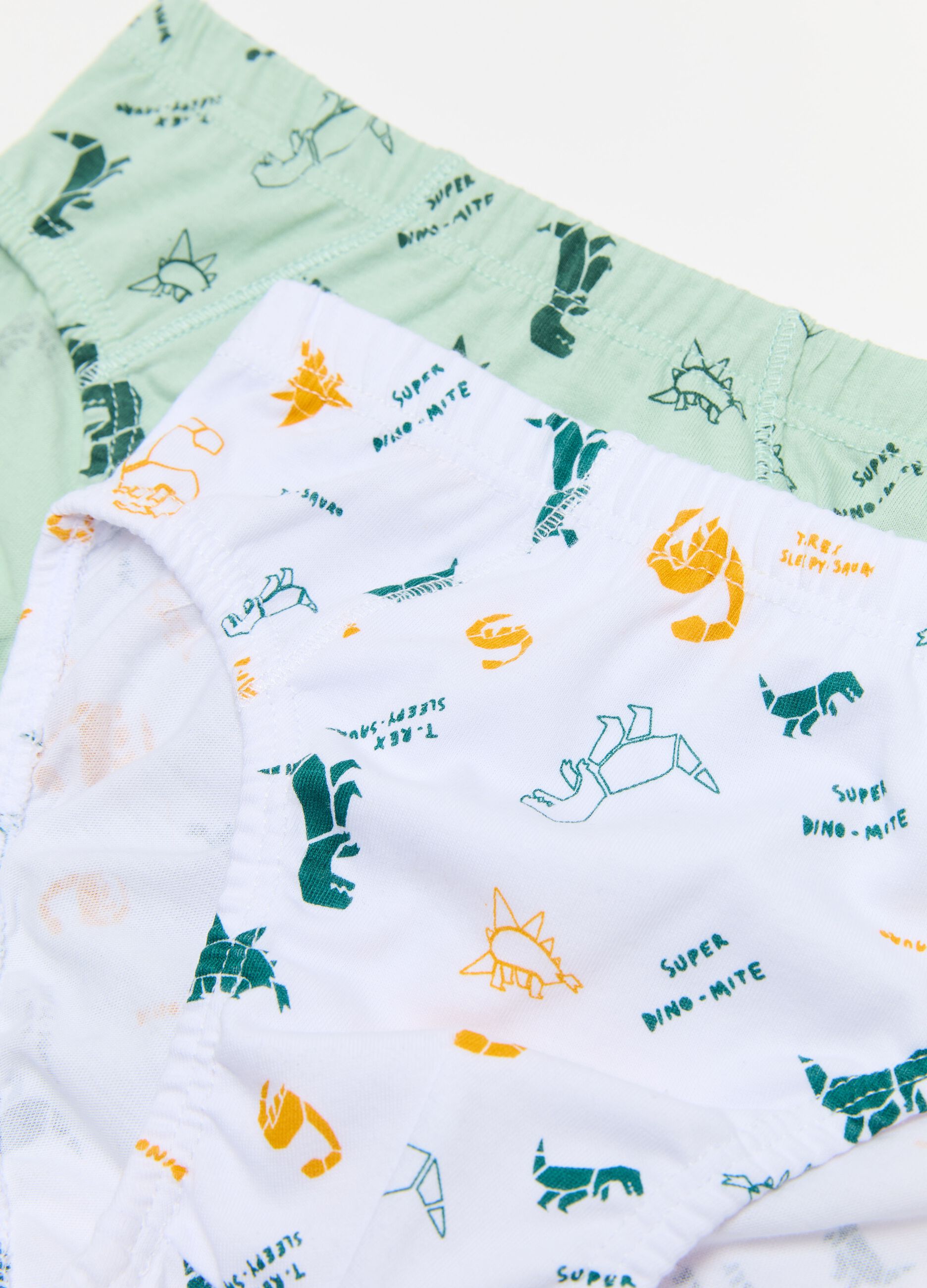 Seven-pack briefs with dinosaurs print