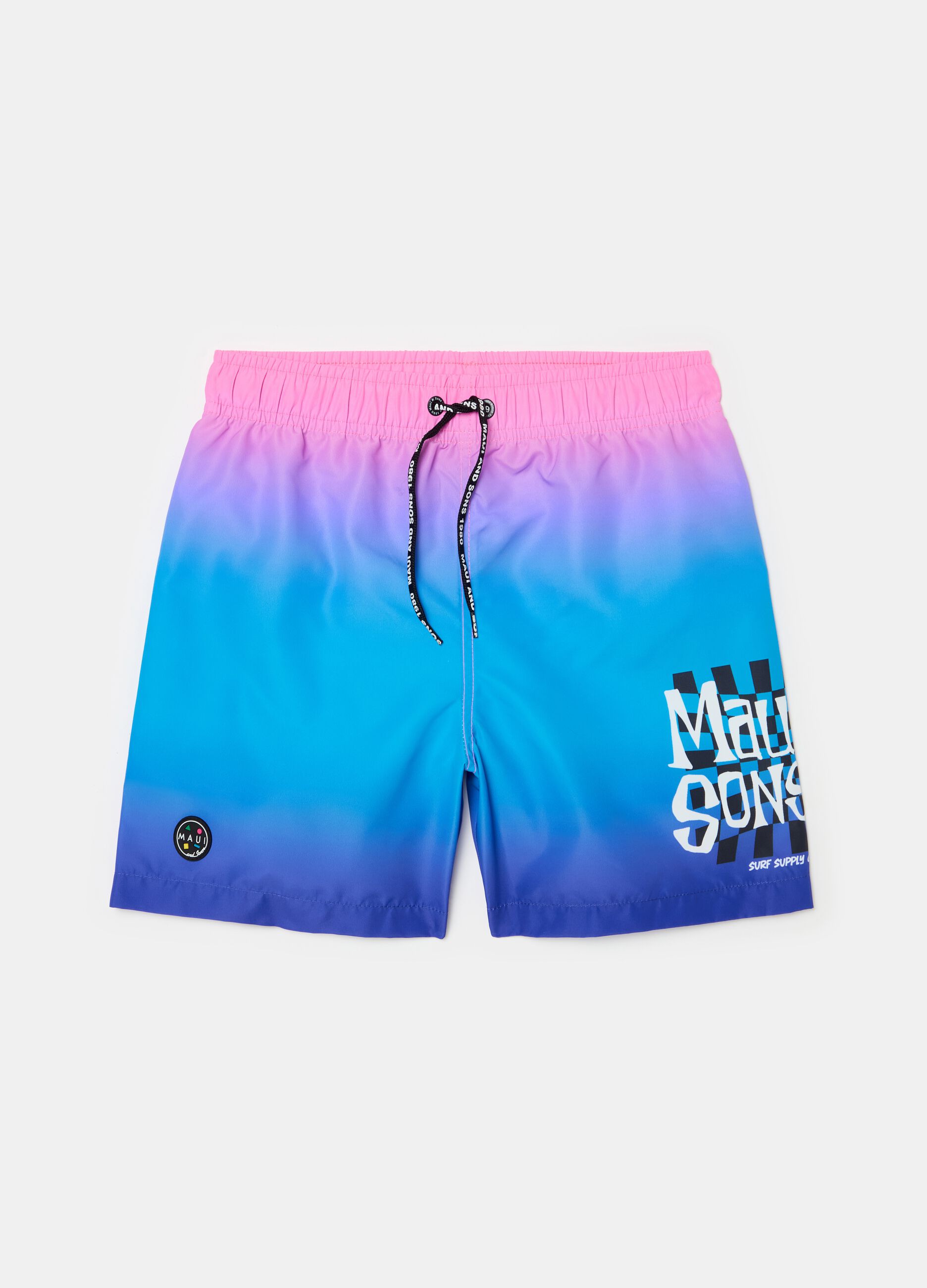 Degradé swimming trunks with surf print