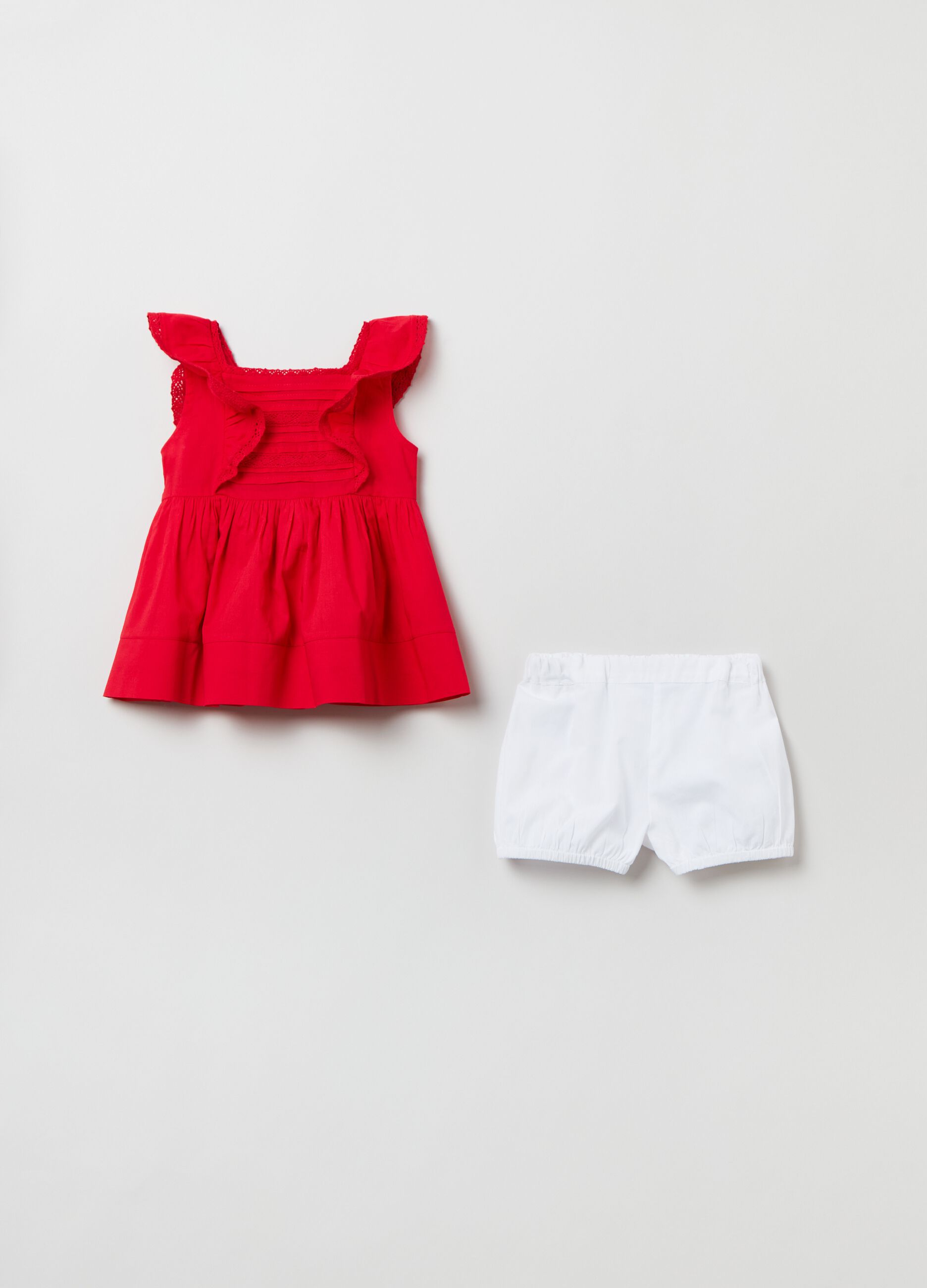 Blouse and shorts set in cotton