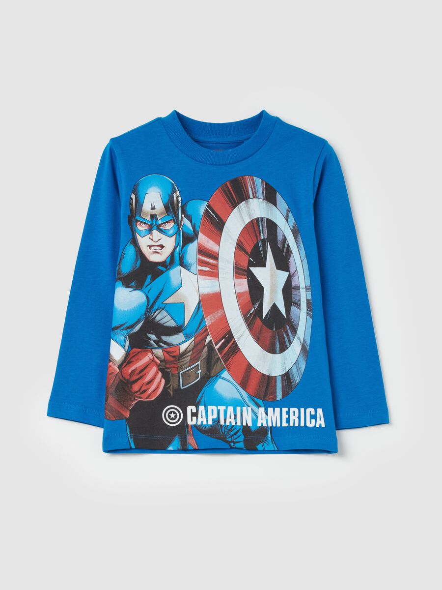 Long-sleeved T-shirt with Captain America print_0