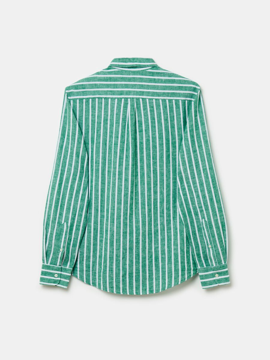 Camisa de lino y algodón de rayas con bolsillo_4