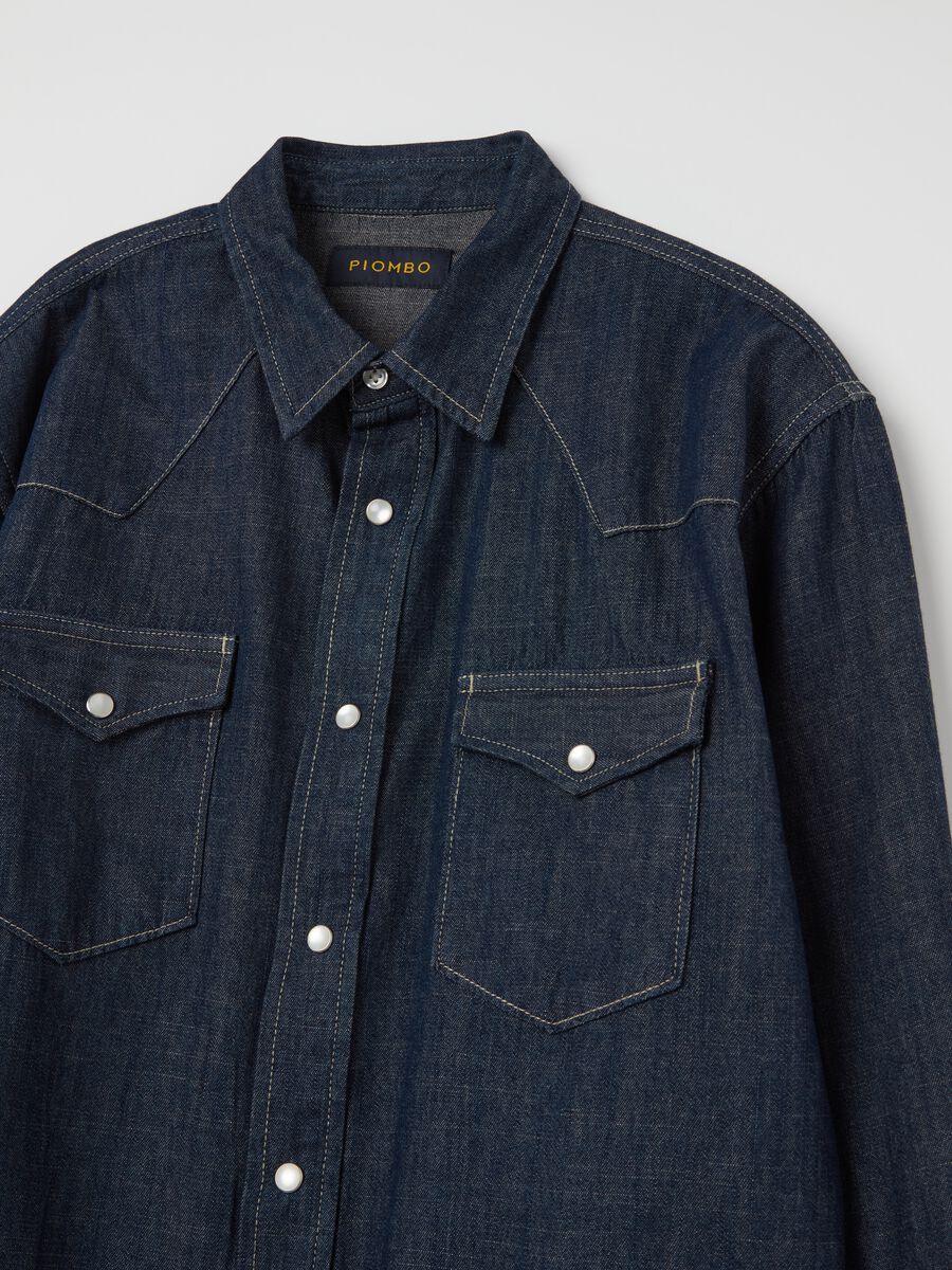 Western shirt in rinsed denim_5