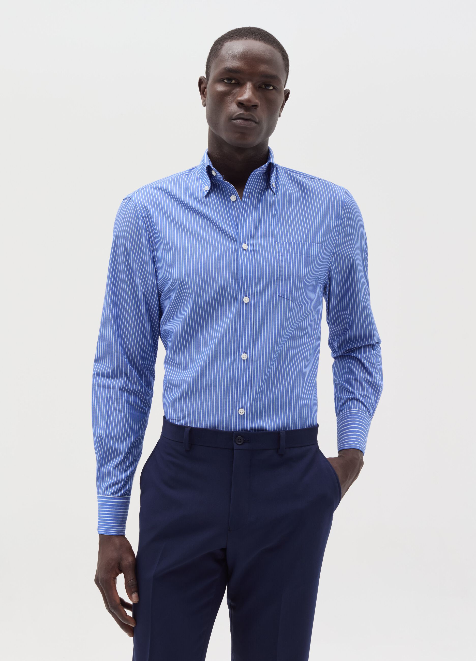 Regular-fit shirt with striped pattern