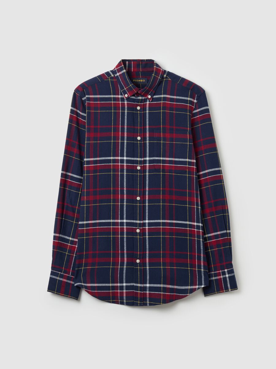 Chequered flannel button-down shirt_4