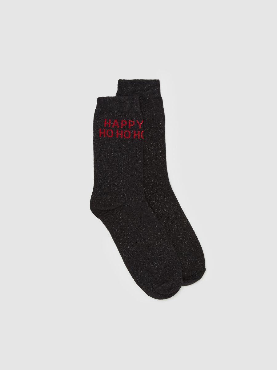 Organic cotton socks with lurex and lettering_0