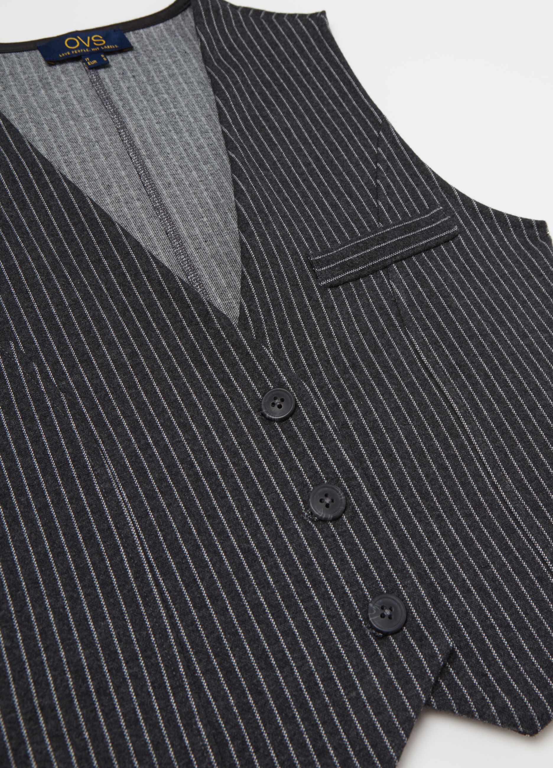 Pinstriped gilet with buttons