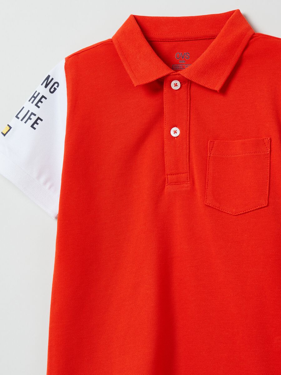 Piquet polo shirt with lettering print_2