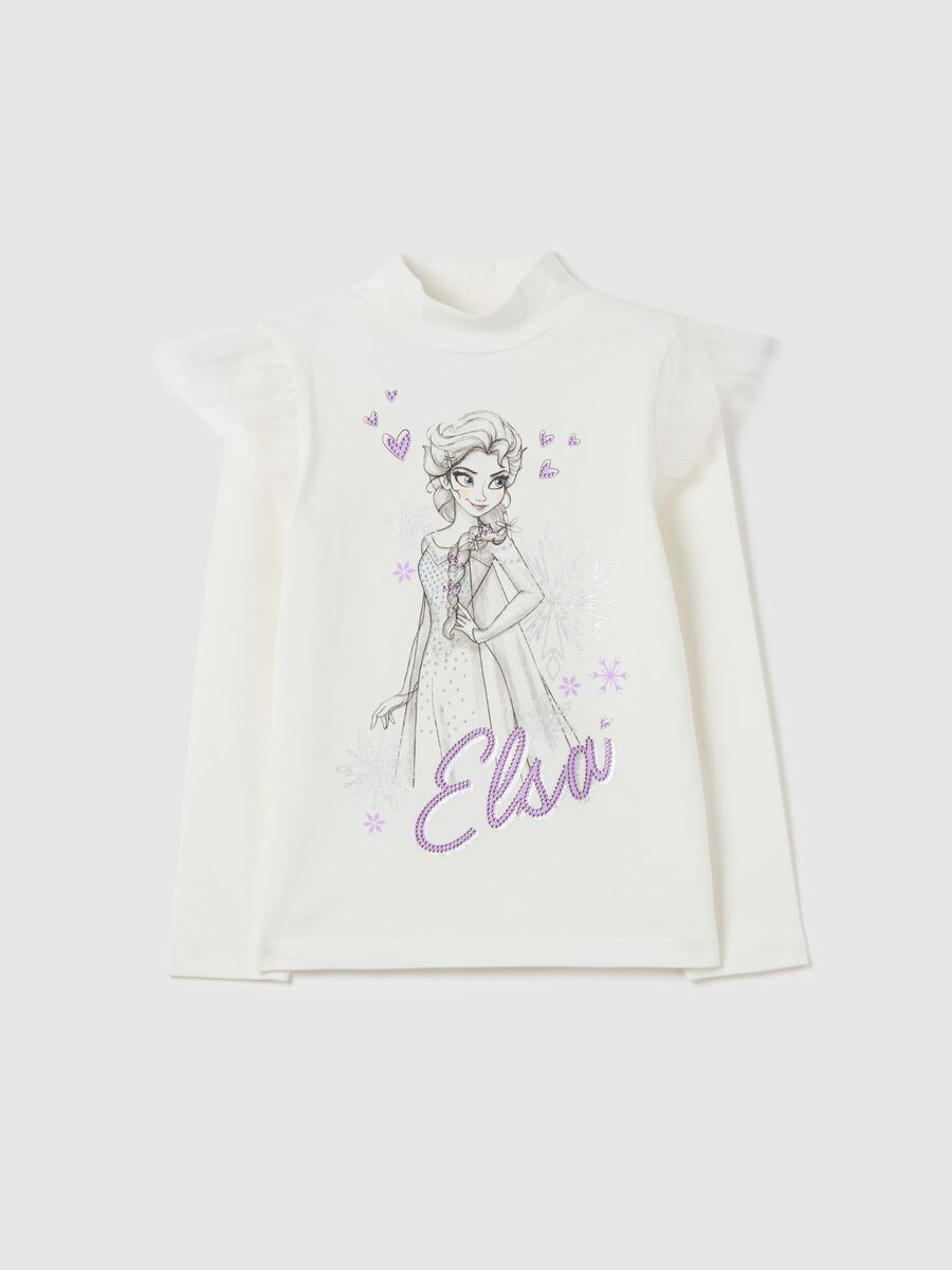 T-shirt with high neck with Elsa print and diamantés_0