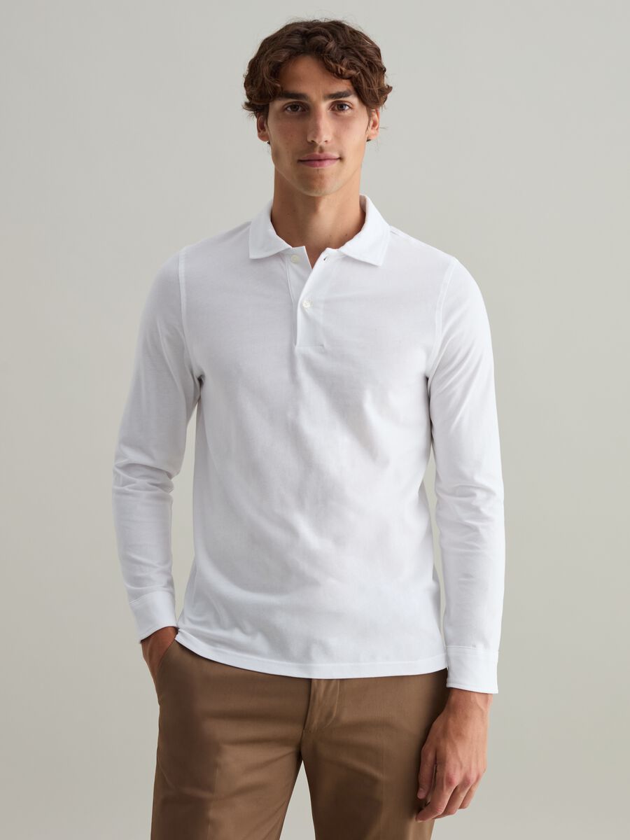 Contemporary long-sleeved polo shirt in organic cotton_0