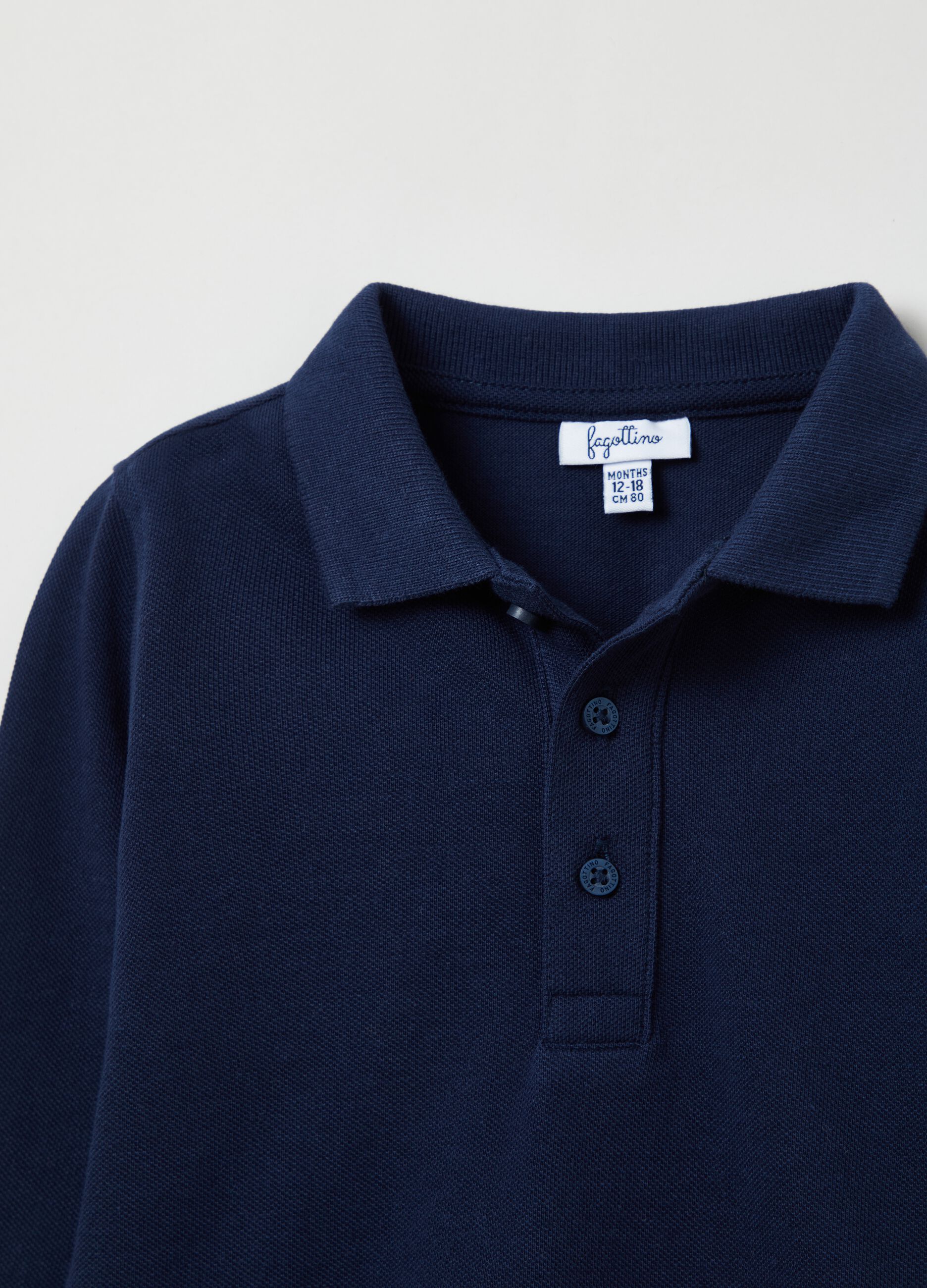 Cotton polo shirt with long sleeves