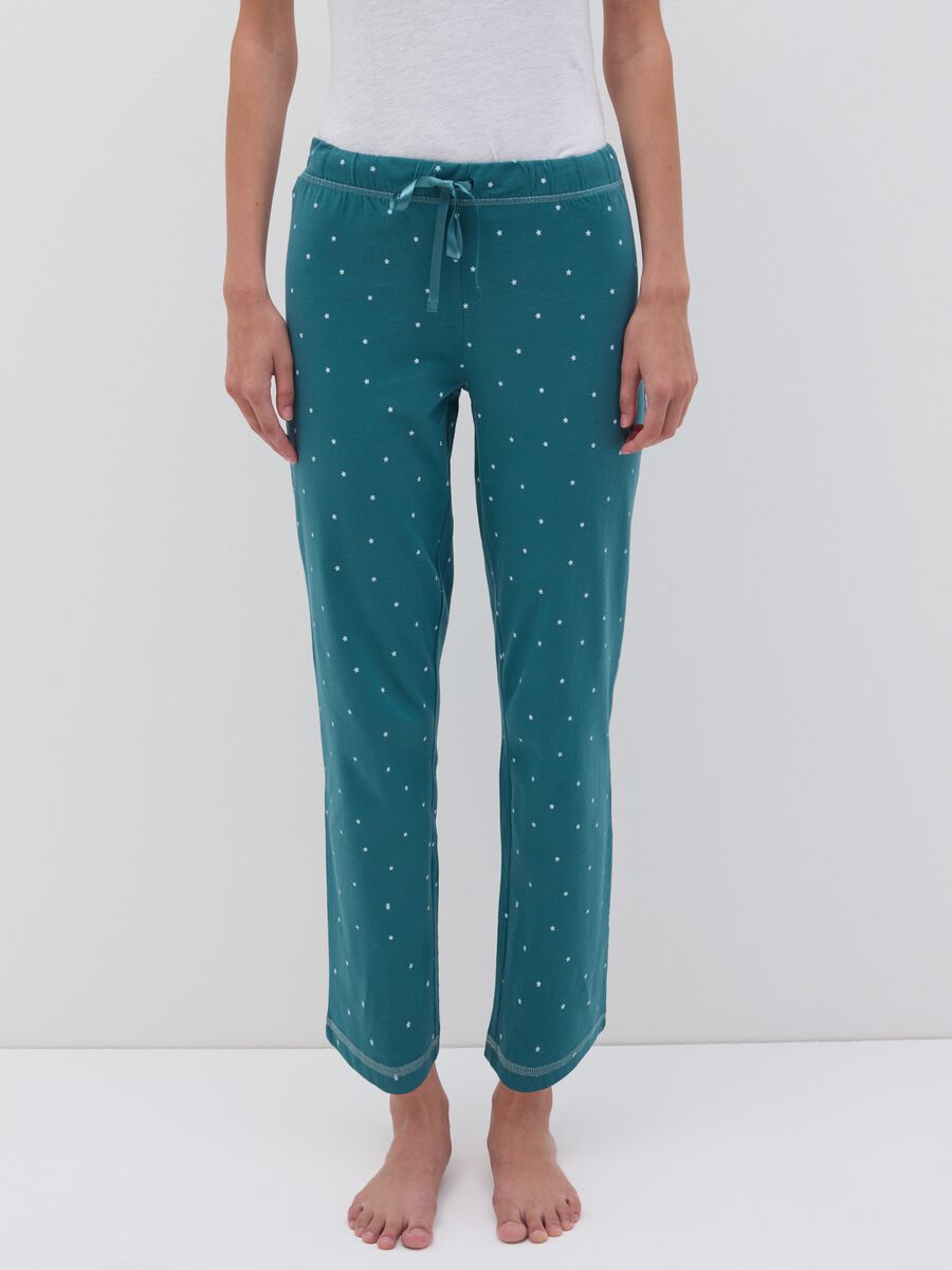 Cotton pyjama trousers with small stars print_1