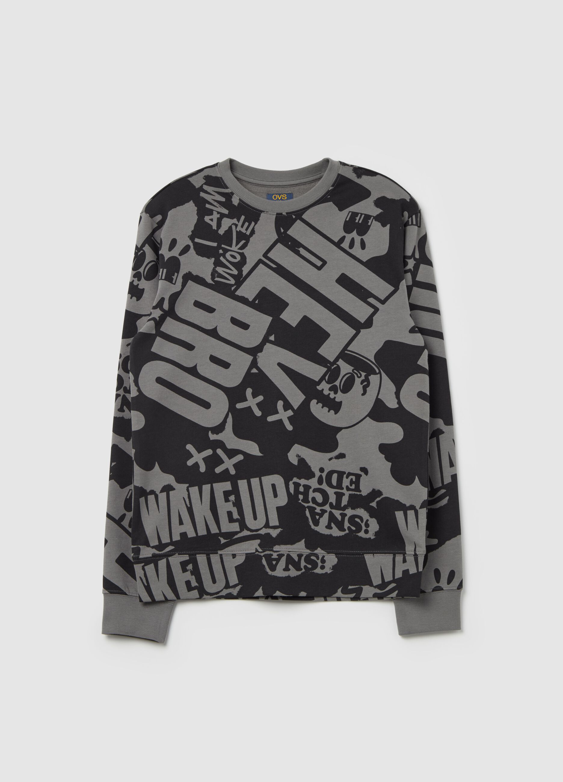 Round neck sweatshirt with all-over print