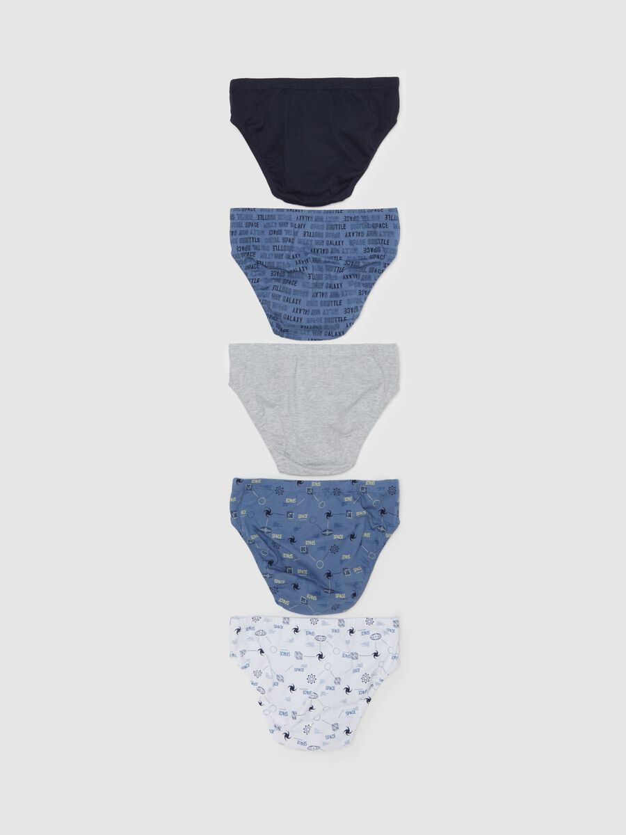 Five-pack organic cotton briefs with space print_1