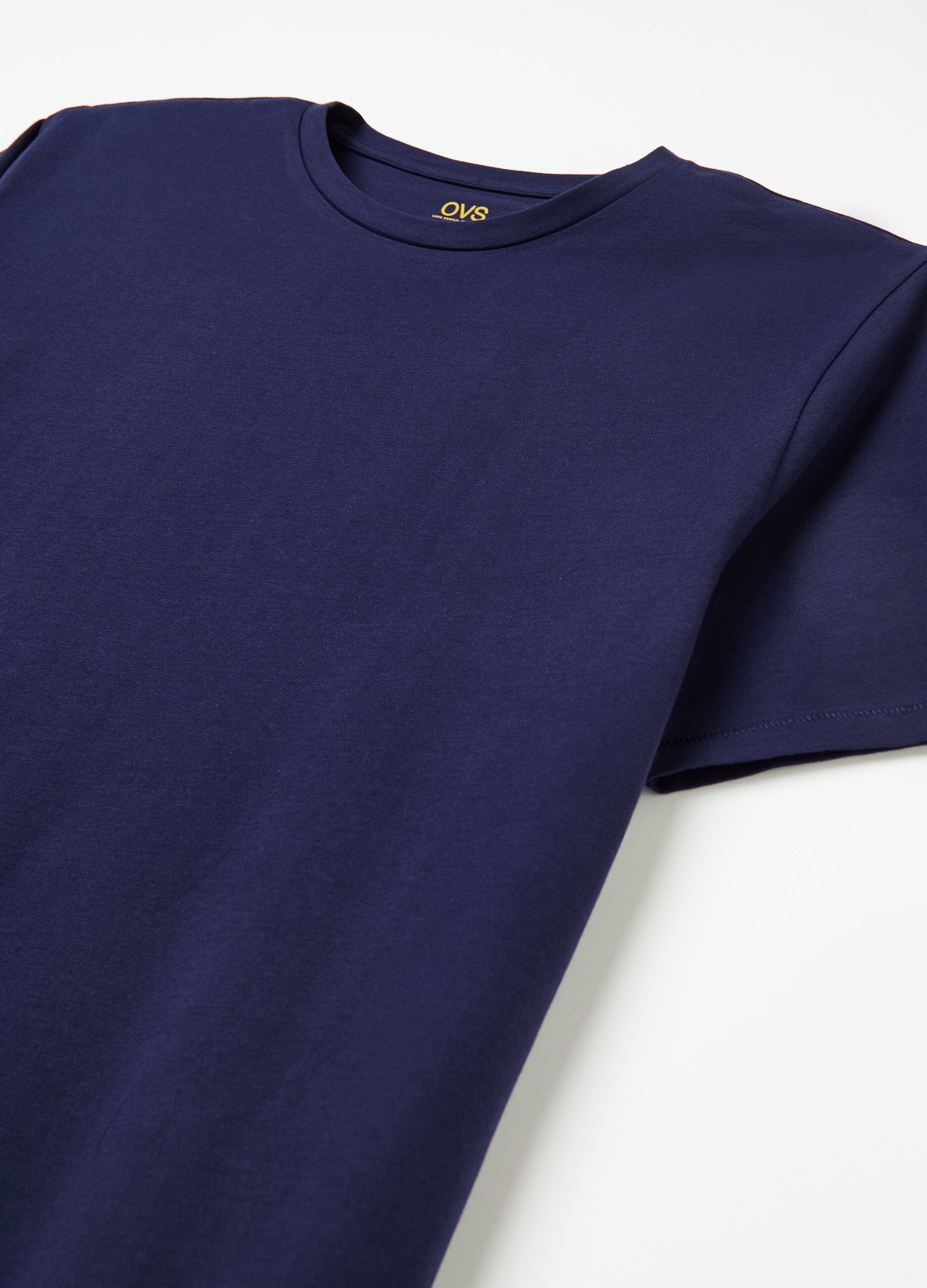 Stretch cotton T-shirt with crew-neck