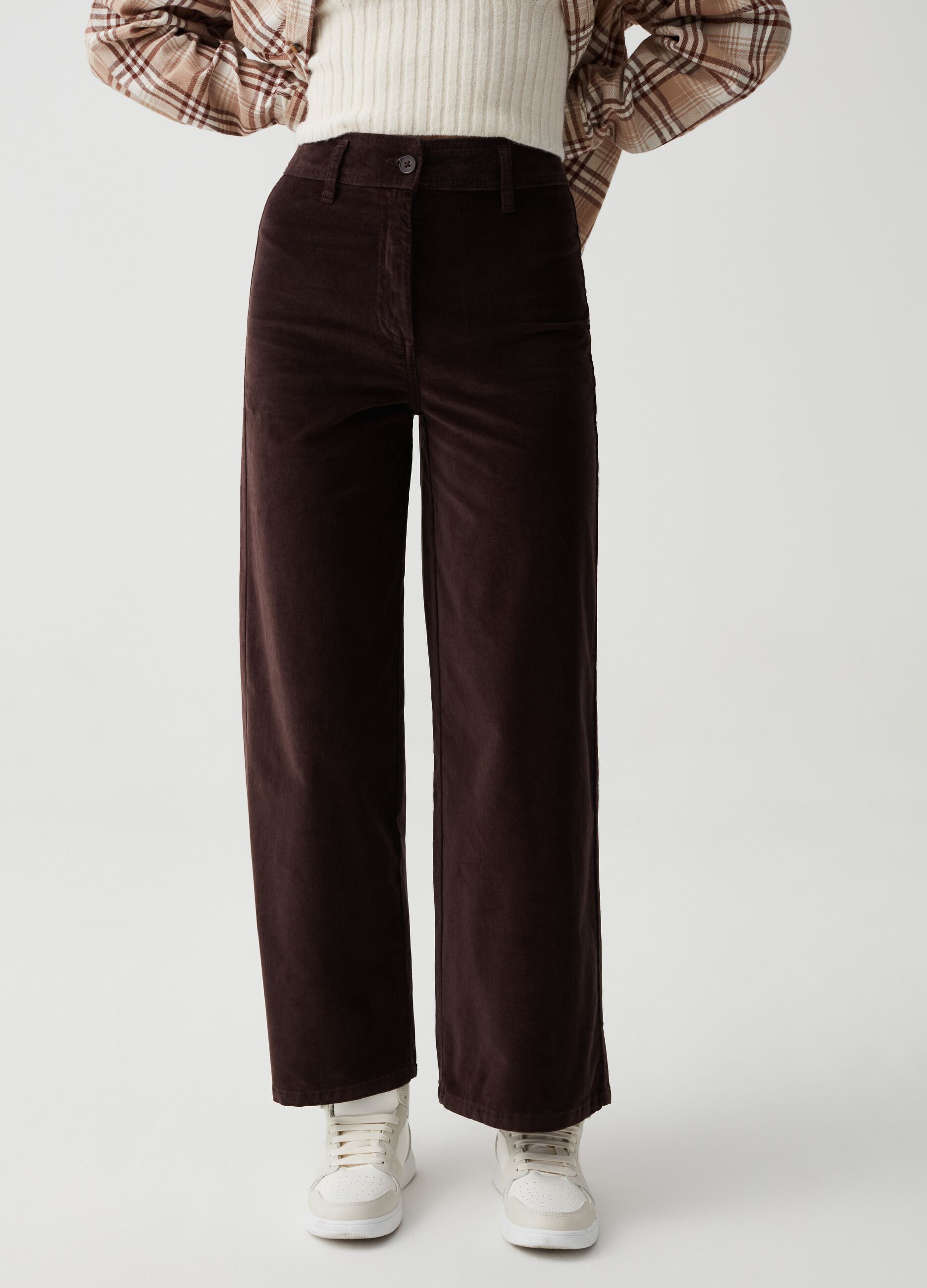 Wide-leg trousers in corduroy