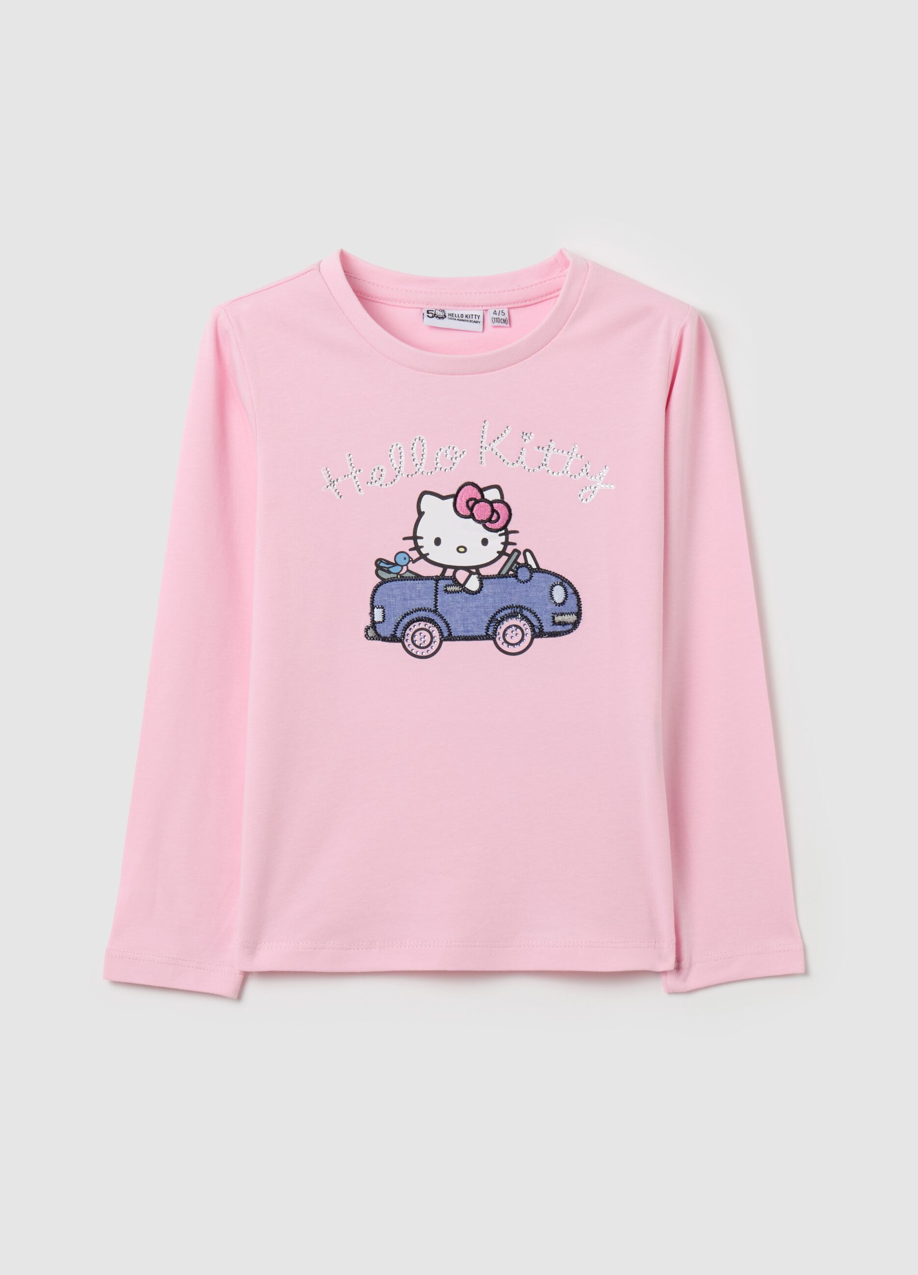 Long-sleeved Hello Kitty T-shirt with diamantés