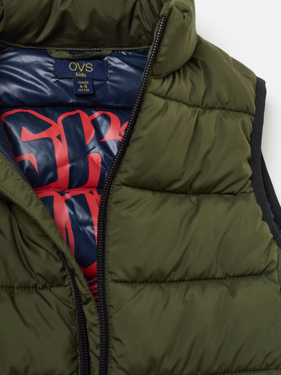 Full-zip quilted gilet with print_3