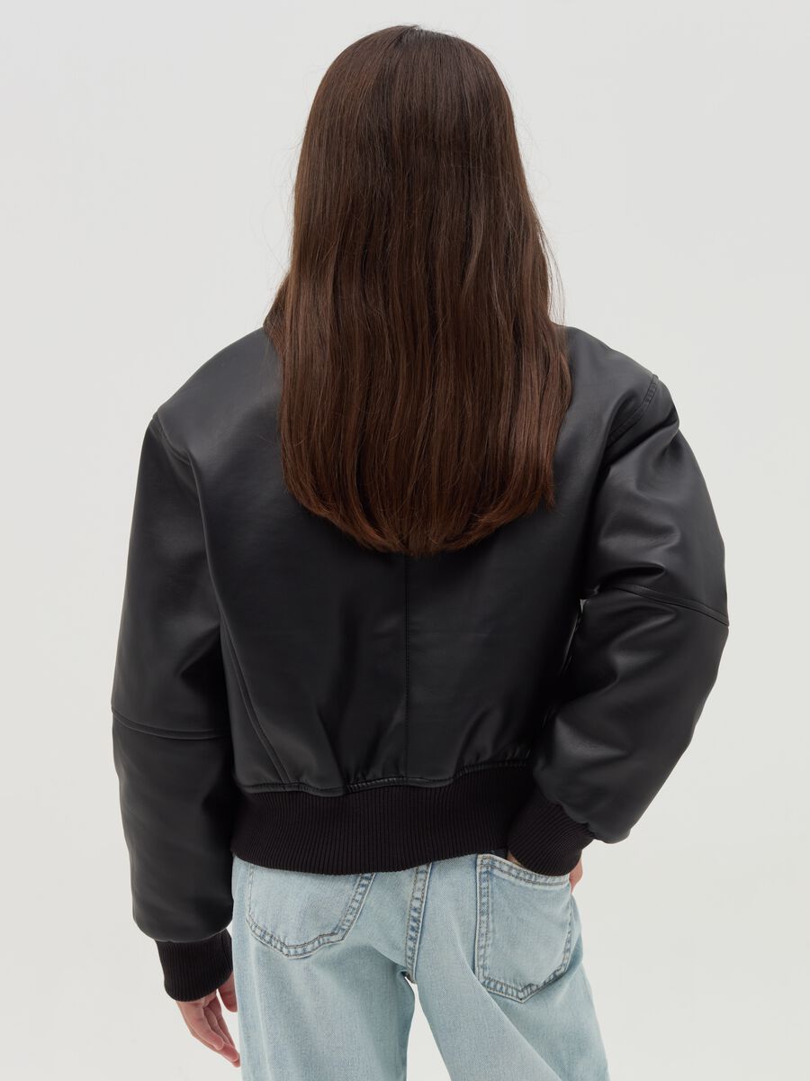 Glossy-effect full-zip bomber jacket_2