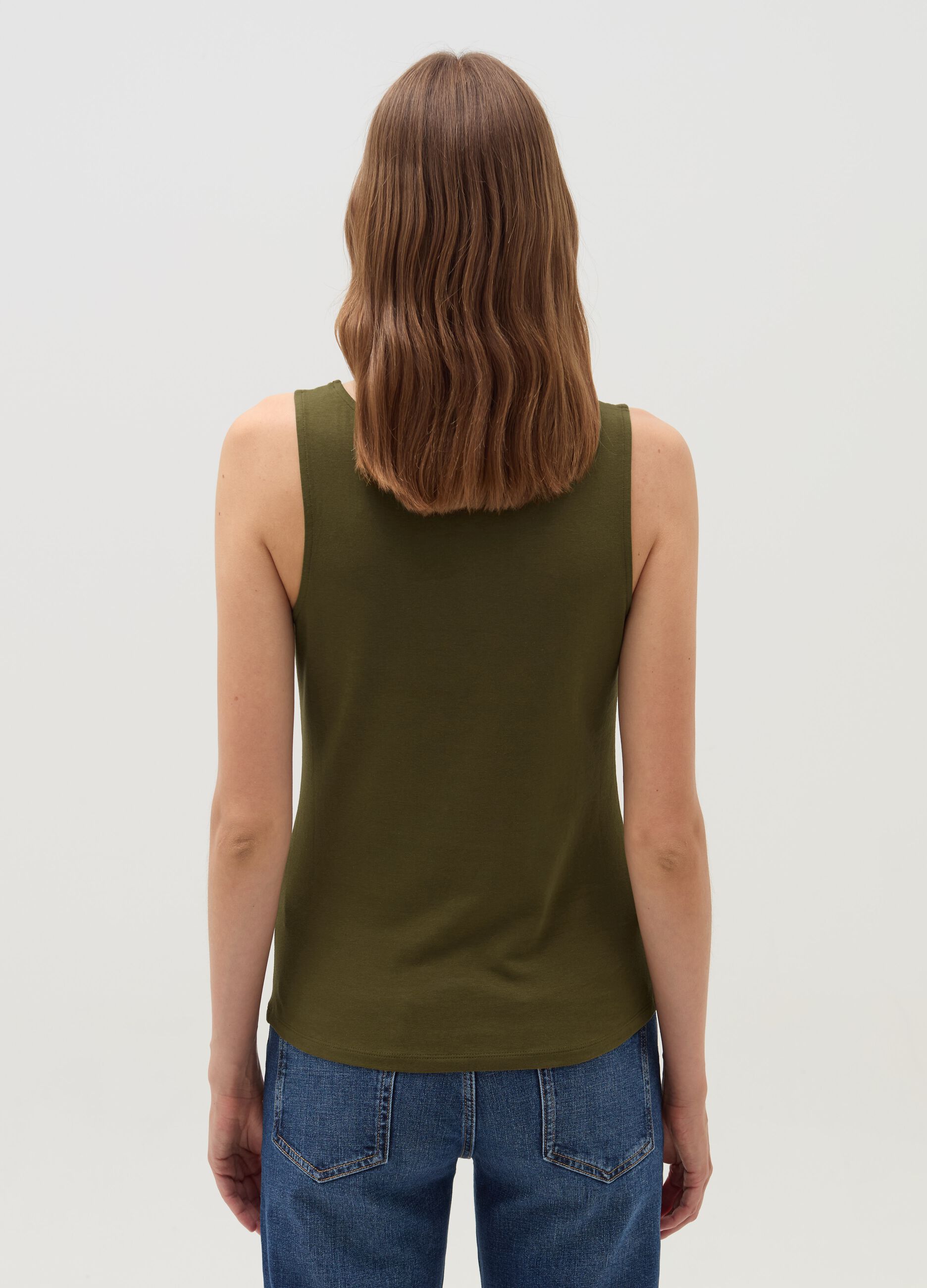 Tank top with square neck