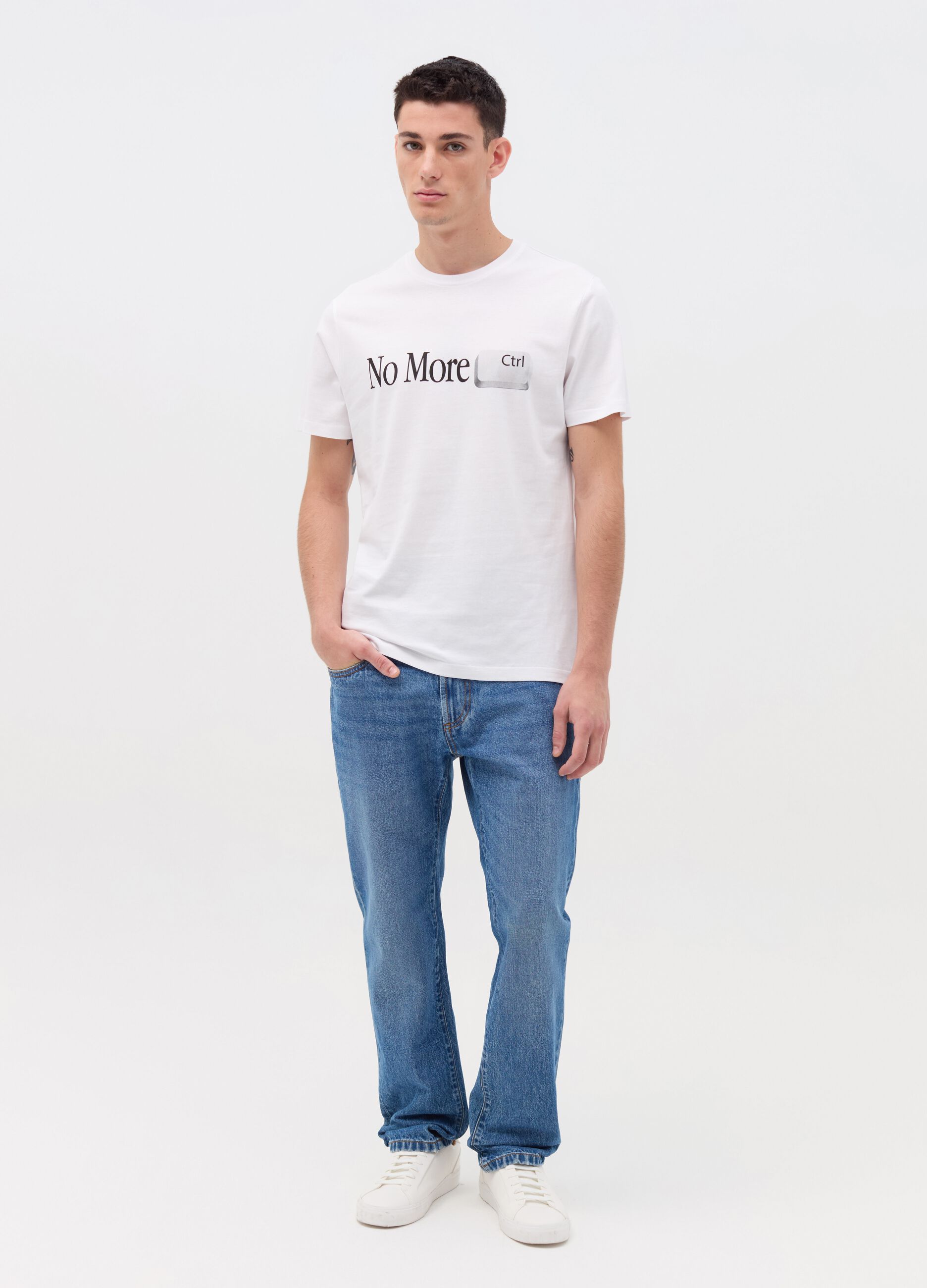 Cotton T-shirt with "No More Ctrl” print