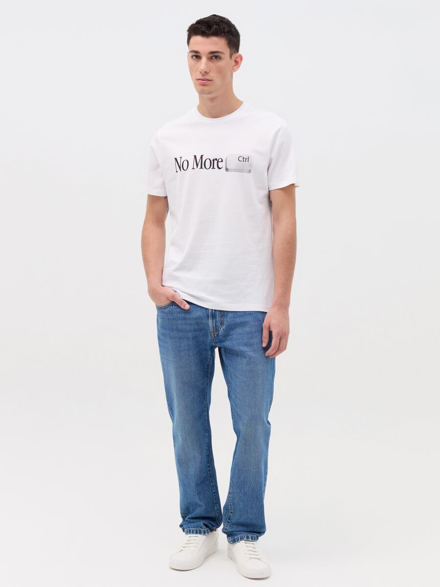 Cotton T-shirt with "No More Ctrl” print_0