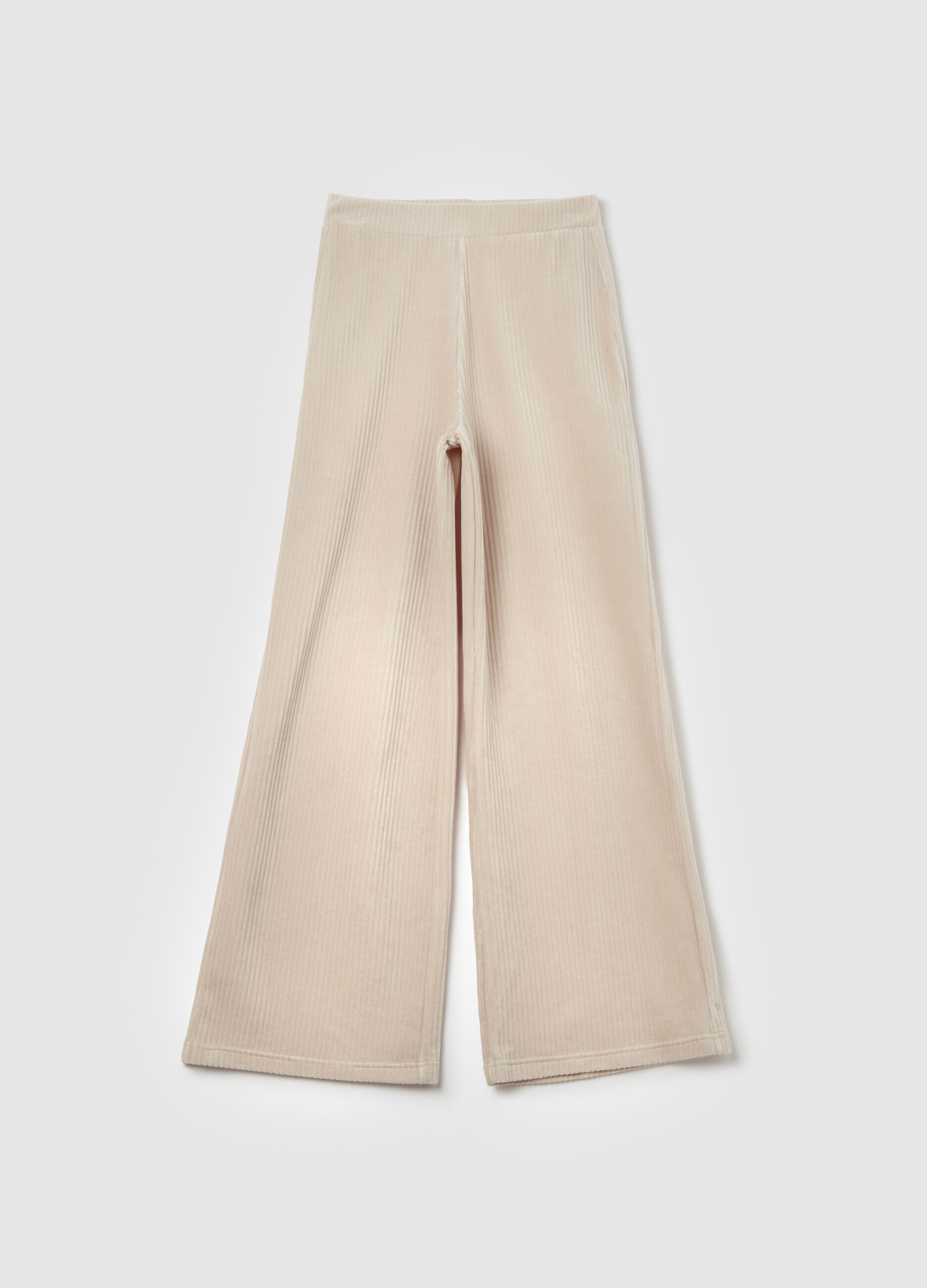 Pantalone jogger a gamba larga in corduroy