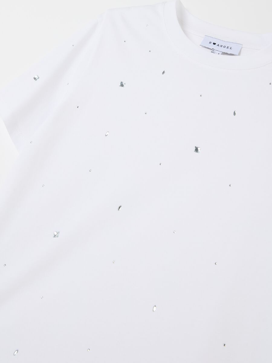 Cotton T-shirt with diamanté motifs_5