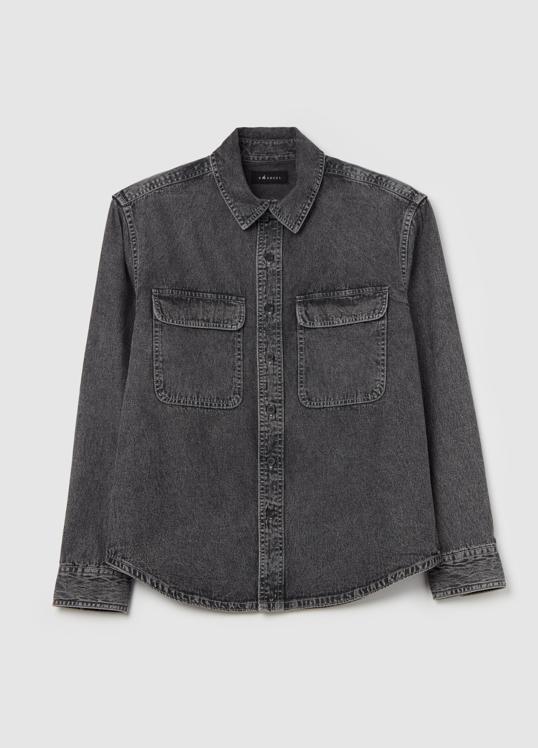 Acid wash denim shirt with pockets