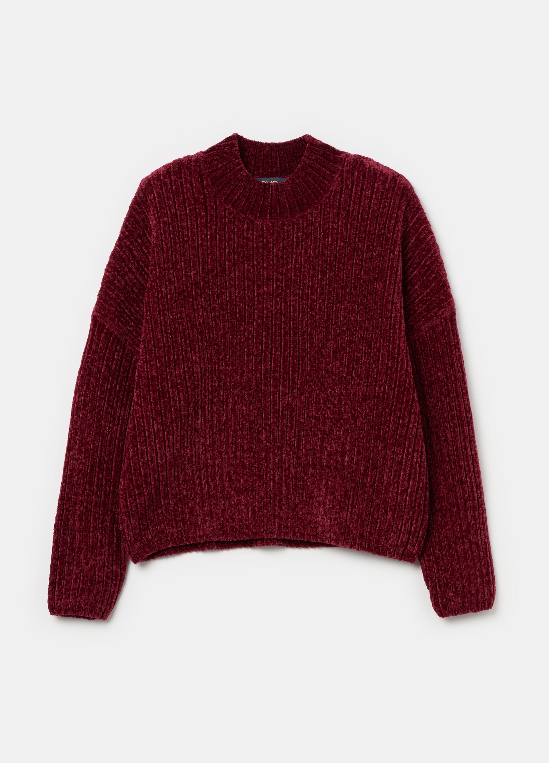 Chenille pullover with mock neck