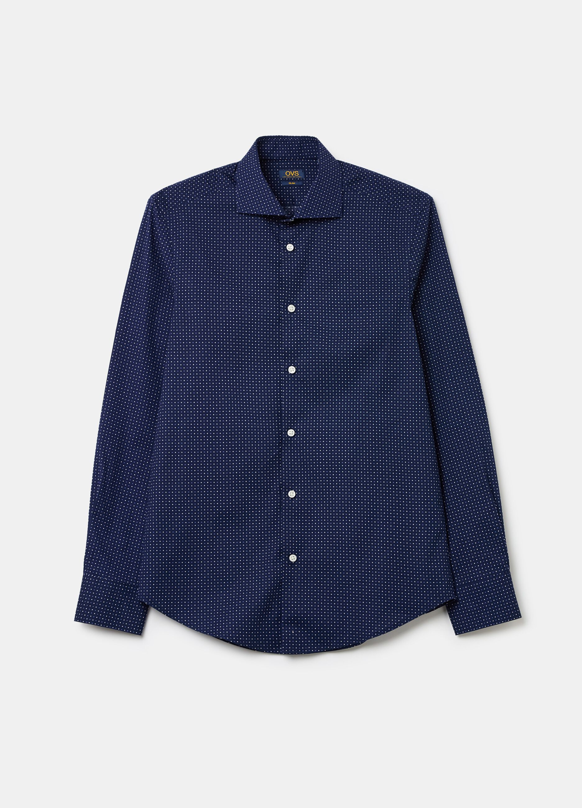 Slim-fit shirt with micro polka dots