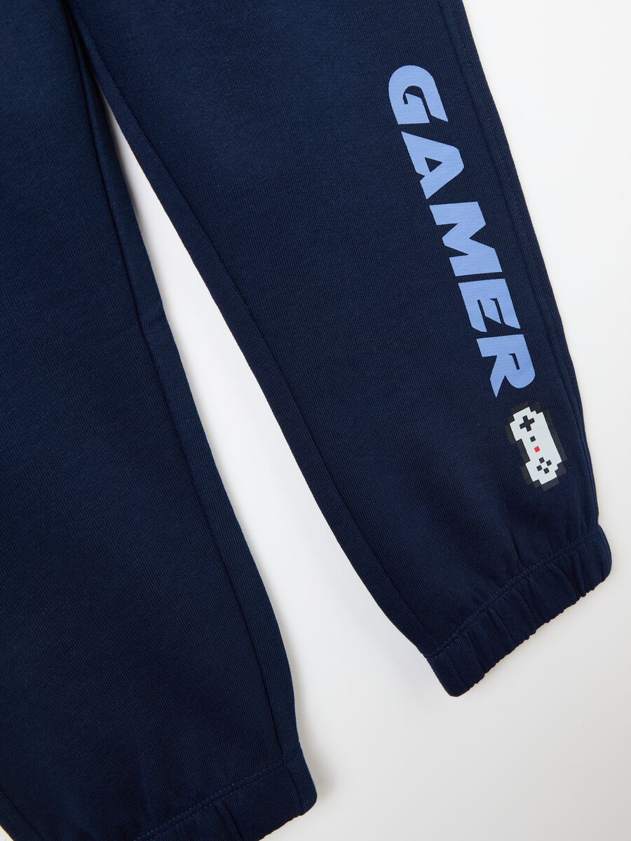 Fleece joggers with drawstring and print_2