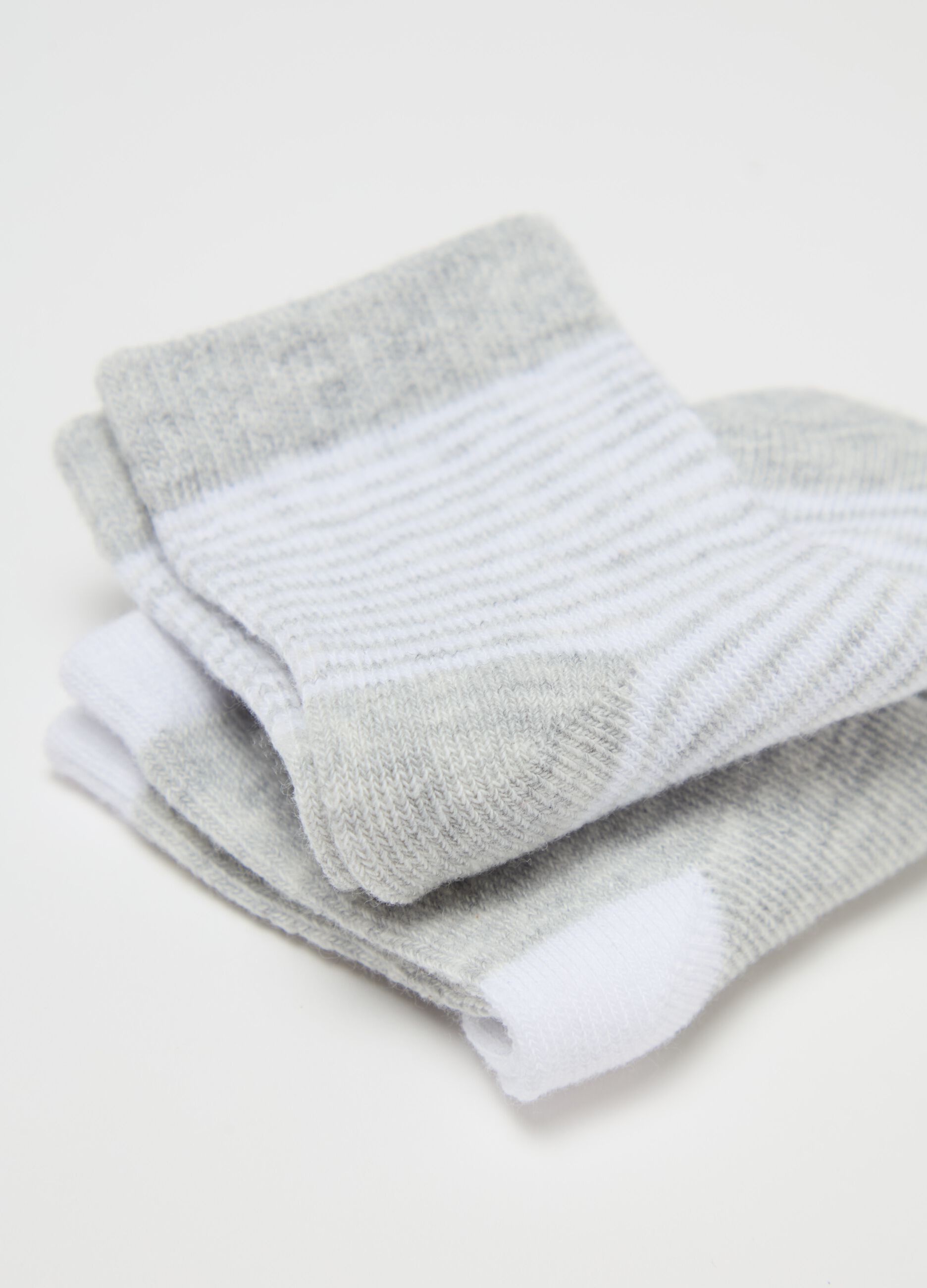 Three-pair pack socks in striped organic cotton