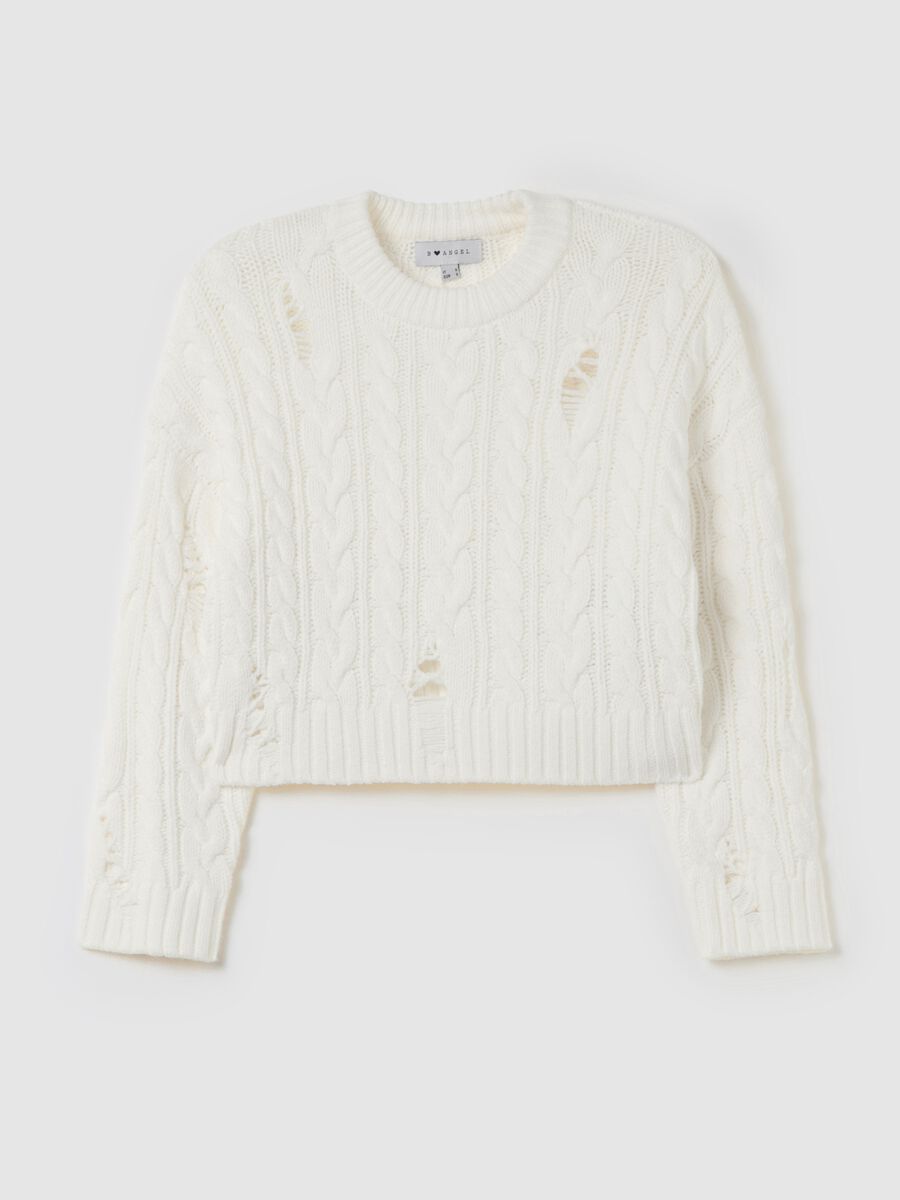 Crop cable-knit pullover with abrasions_4