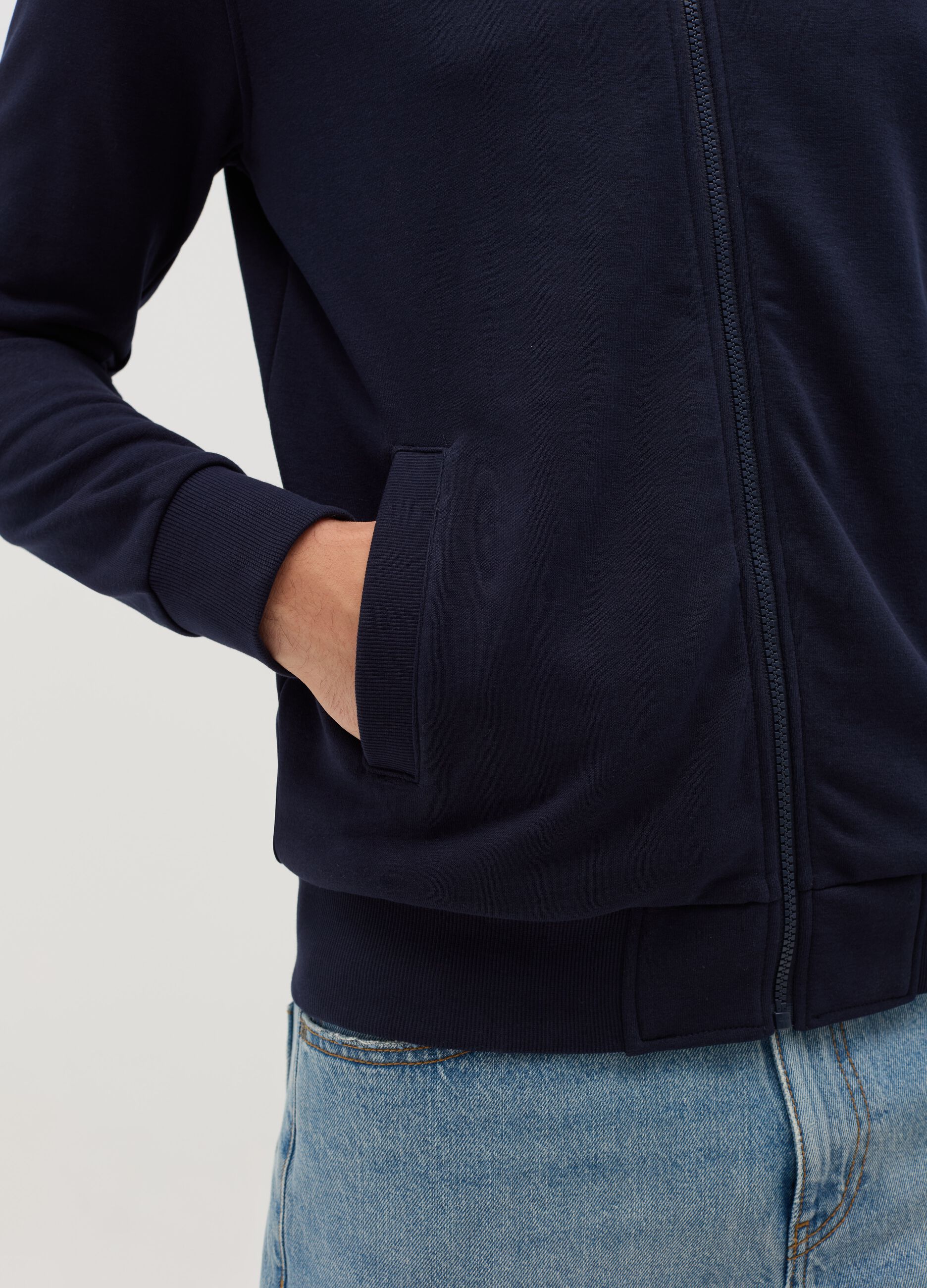 Full-zip in French Terry a collo alto